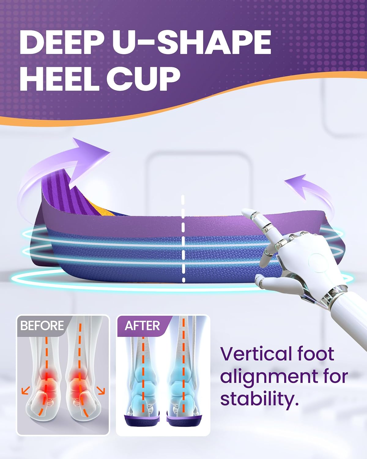 Work Boots Insole, QBK over Pronation Inserts for Women&Men Helps Prevent Overpronation, Supination, Heel Spur, Metatarsalgia, Suitable for Work, Standing. XL image number 5