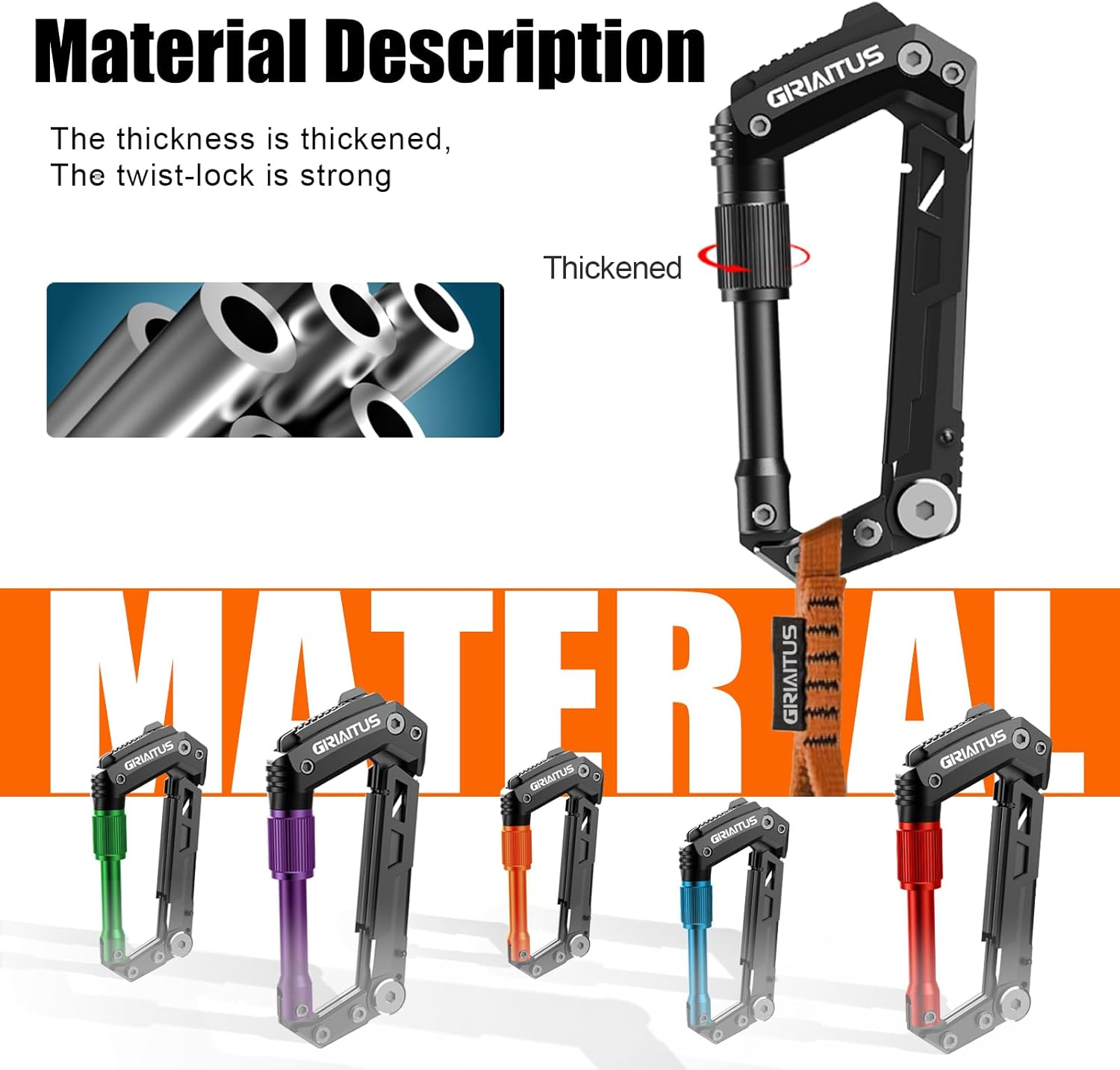 Carabiner Multitool 8-In-1 EDC Carabiners Pocket Knife, Serrated Knife, Rope Cutter, Screwdriver, Can Bottle Opener, Ruler, Survival Gear for Camping Climbing, Gifts for Men image number 2