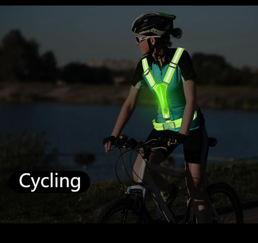 Led Reflective Vest Running Gear, High Visibility Reflective Running Gear Rechargeable Adjustable Led Running Vest, Safety Night Running Cyling