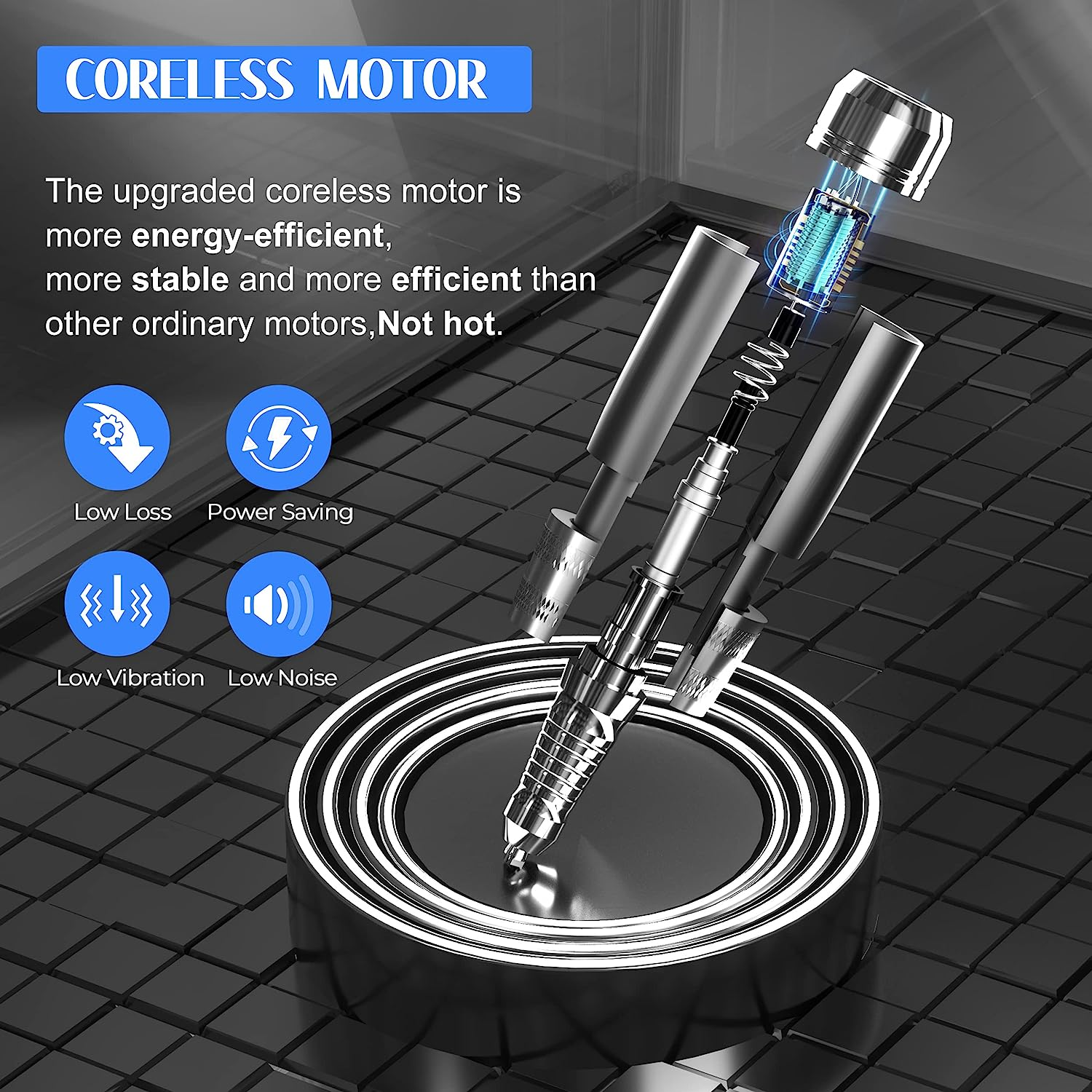 Karite Nail Drill for Acrylic Nails Professional, 35000RPM Portable File, Electric Machine 24H Working Time, Coreless Motor and 12 Bits, Art Manicure Pedicure, Low Noise, Bright Black image number 4