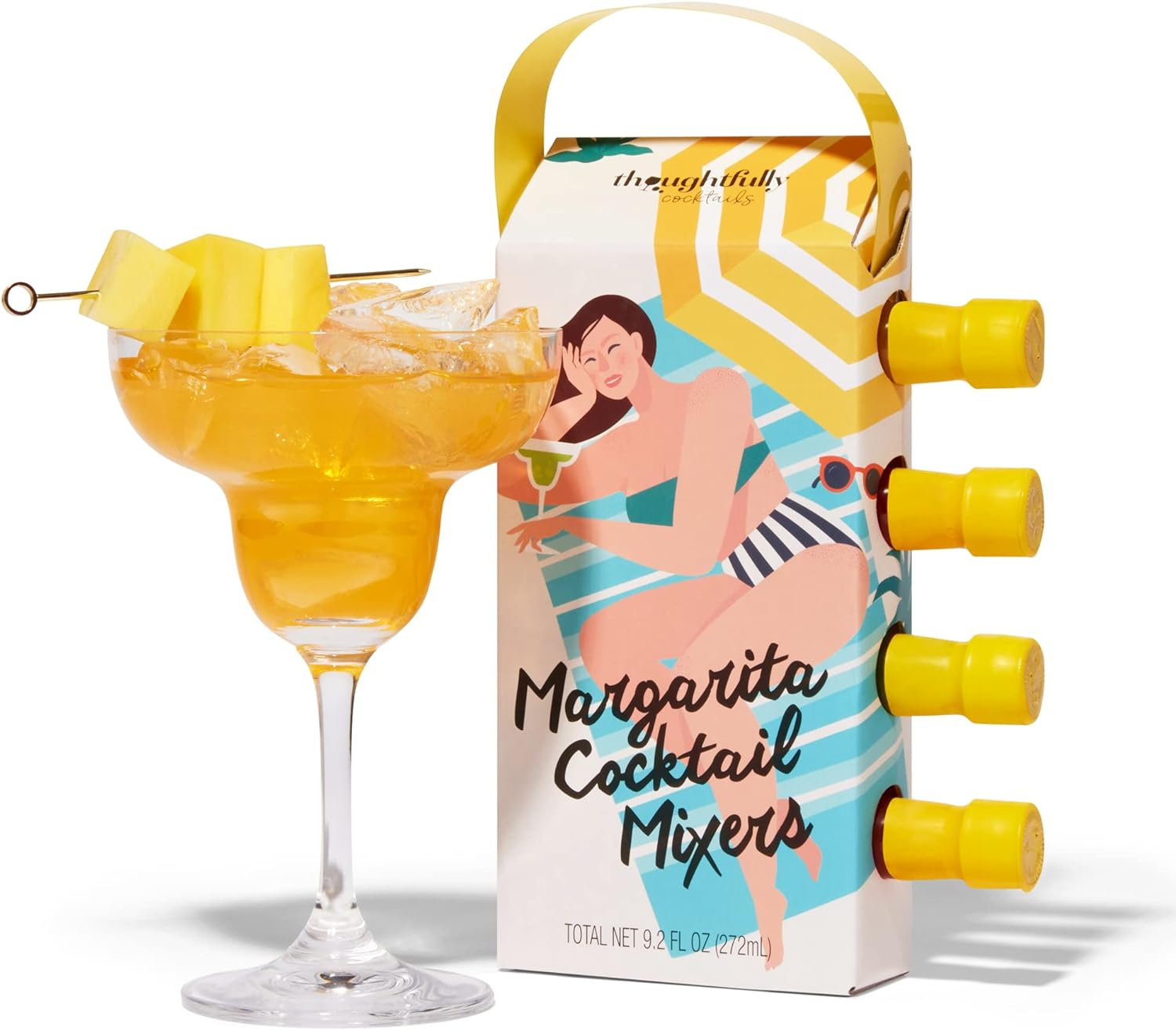 Thoughtfully Cocktails, Margarita Cocktail Mixer Gift Set, Pre-Measured Single Serve Mixers, Margarita Fruit Flavours Include Strawberry, Mango, Watermelon and Peach, Set of 4 (Contains NO Alcohol)