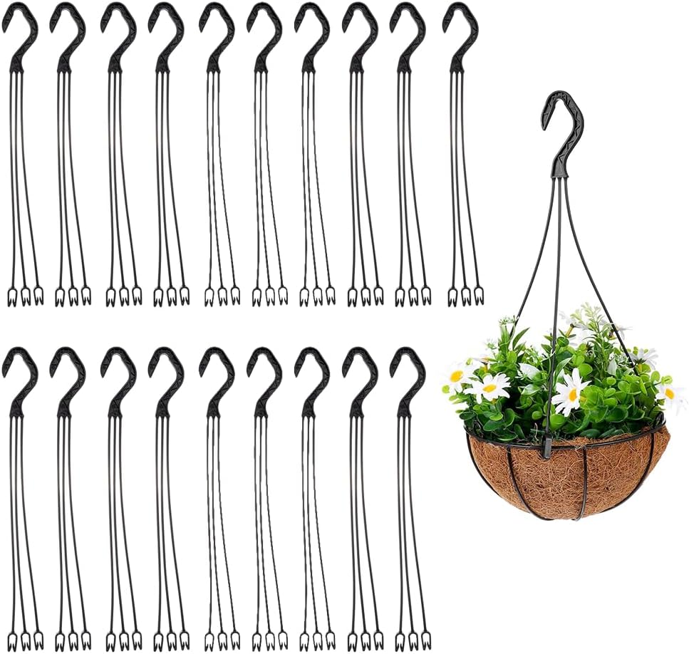 20 Pcs Black Plastic Hanging Basket Hooks,Flower Pot Hangers,Hanging Planter Holder, for Home Decor,Outside and Indoor Small Flower Pots image number 1
