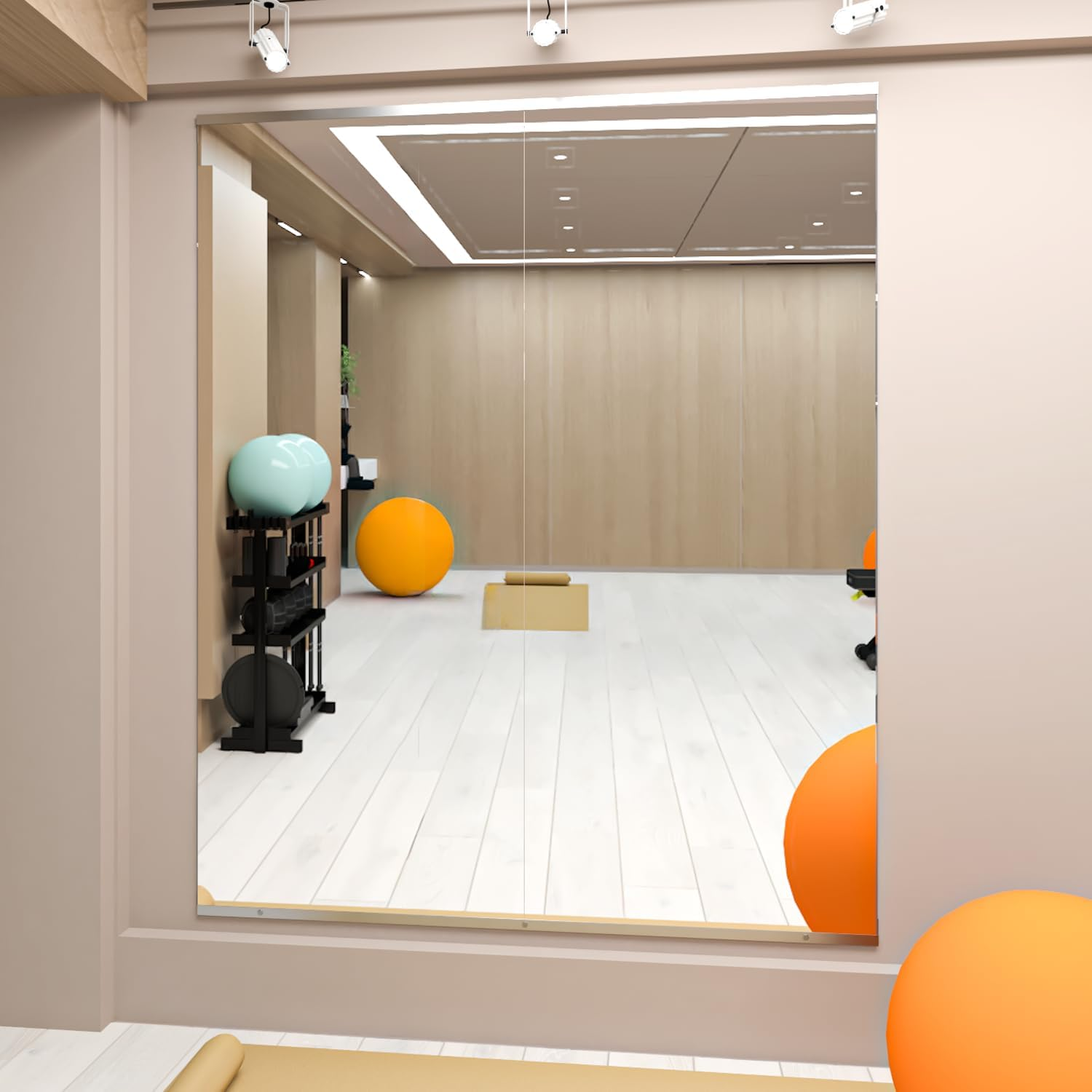 NEUWEABY Home Gym Mirror, 57''X24''-2PCS Full Body Mirror for Yoga, Full Length for Fitness, Workout Dance Studio, Garage Tempered Glass Frameless, Large Wall Workout image number 1