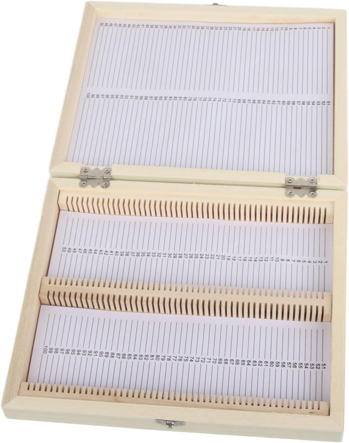 Professional Biology Microscope Slide Set, 100 Pieces Prepared Glass Specimens with Wooden Storage Box Case image number 1