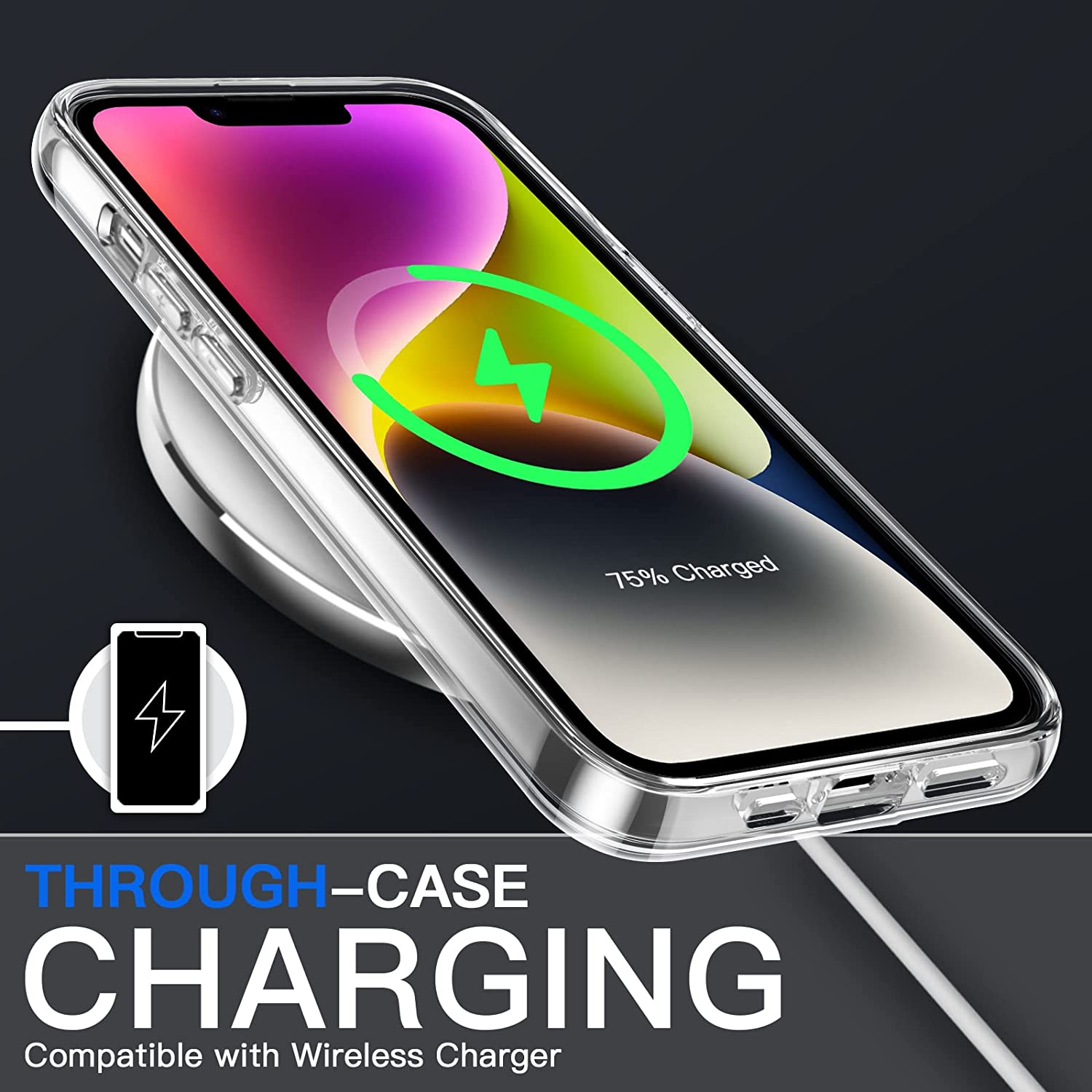 Jetech Case for Iphone 14 6.1-Inch, Non-Yellowing Shockproof Phone Bumper Cover, Anti-Scratch Clear Back (Clear)