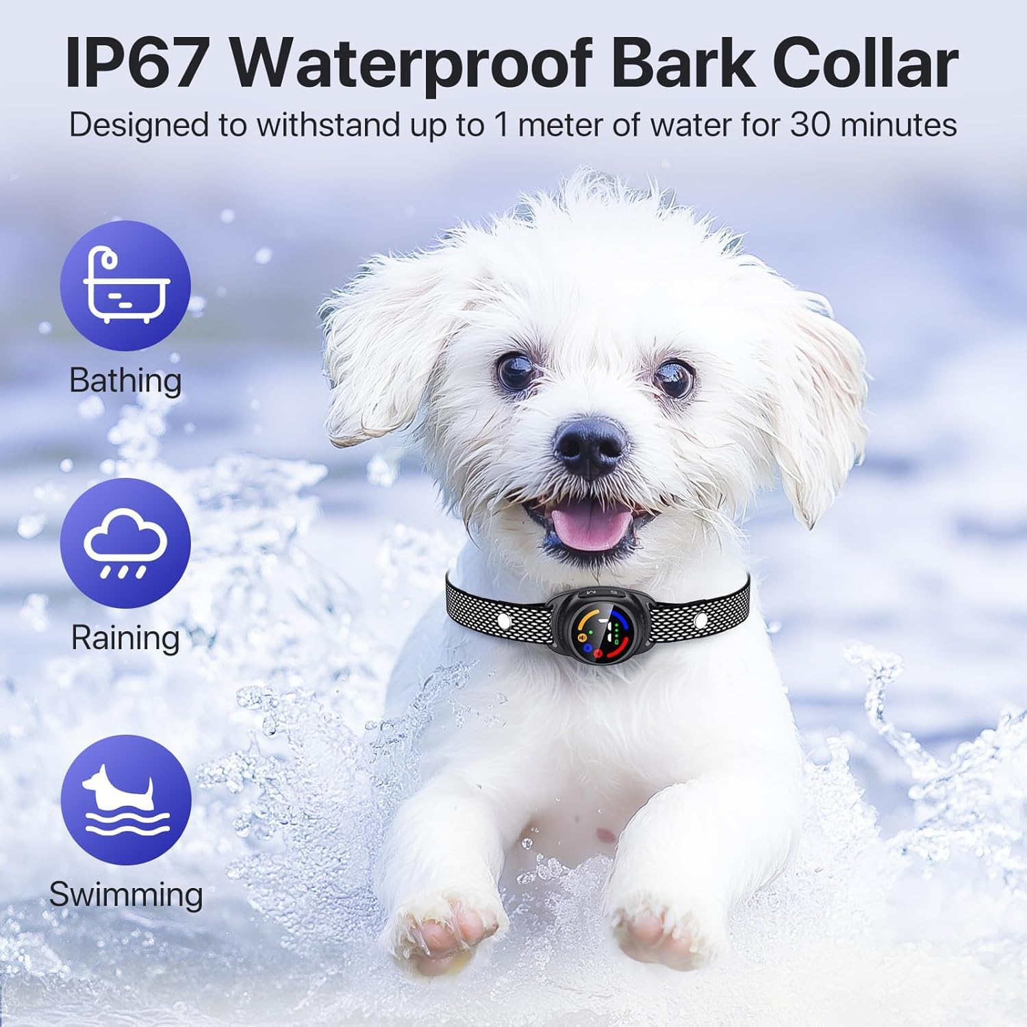 Dog Bark Collar for Small Dogs,No Shock Bark Collar with Beep & Vibration Only, IP67 Waterproof No Bark Collar Rechargeable with 7 Adjustable Sensitivity (Black) image number 4
