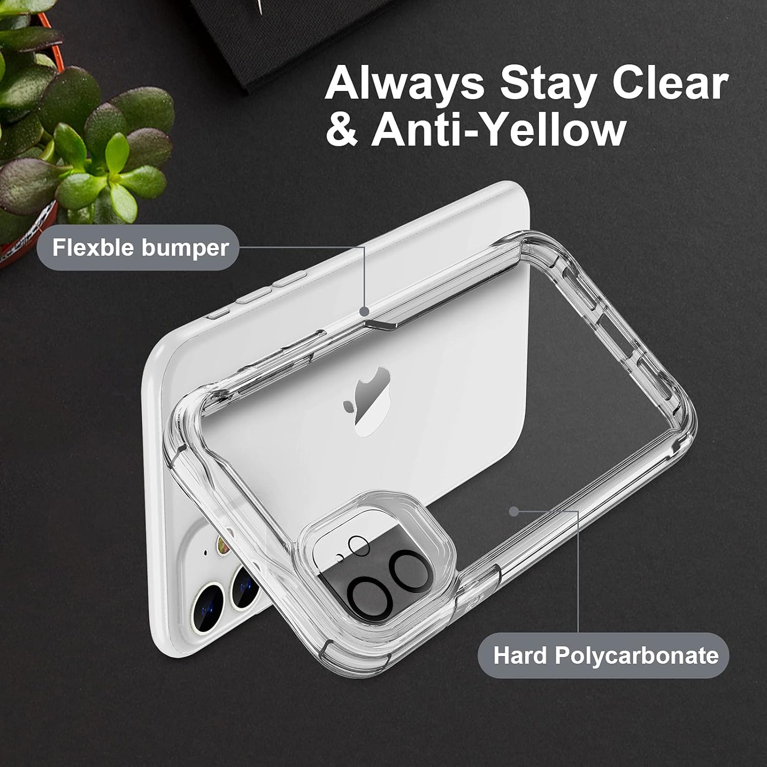 Oretech Designed for Iphone 11 Case with 2 X Screen Protector Tempered Glass&1 Camera Lens Protector Shockproof Protective for Iphone 11 Transparent Case Cover, Clear image number 2