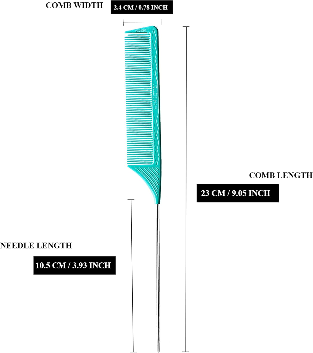 Vellen Hair Professional 9 Inch Rat Tail Combs for Hair Stylists, PEI Material 430&deg;F Heat Resistant and Antistatic, Styling and Highlighting,3 Pack (Mint)
