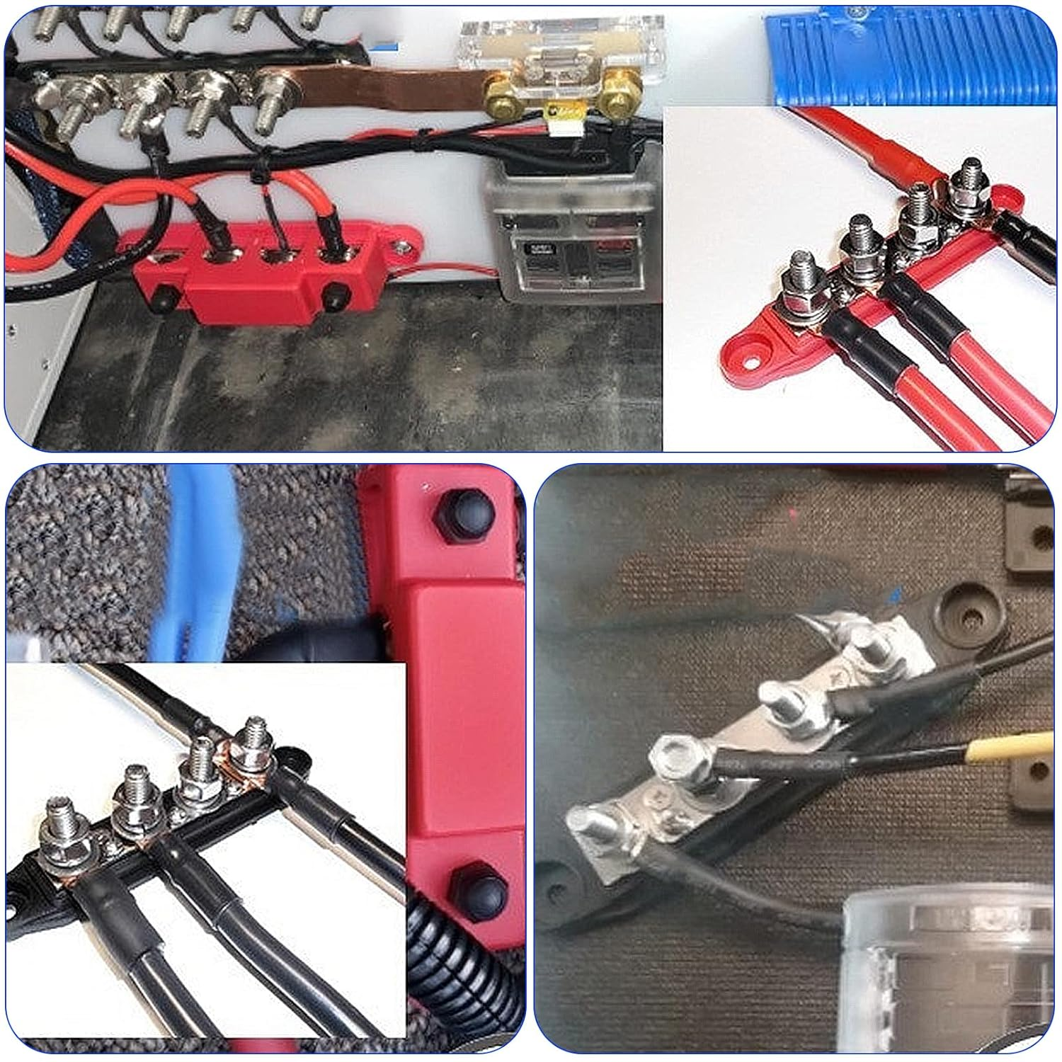 Ziyue 4 Terminals Bus Bar Power Distribution Block M8 Battery Ground Busbar Junction for Car Vehicle Rv Truck Marine Boat Audio Amplifier image number 4