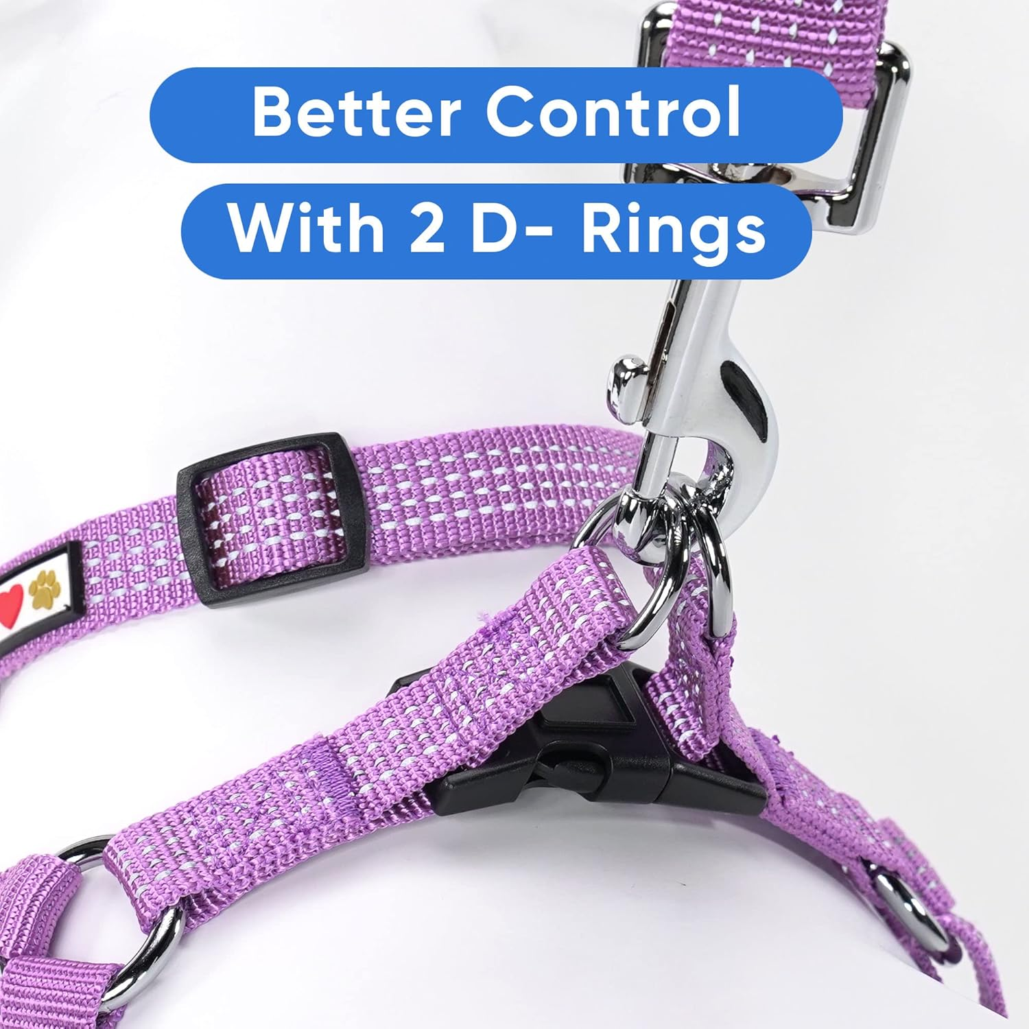 Pawtitas Reflective Step in Dog Harness or Reflective Vest Harness, Comfort Control, Training Walking of Your Puppy/Dog Harness Small S Purple Orchid image number 2