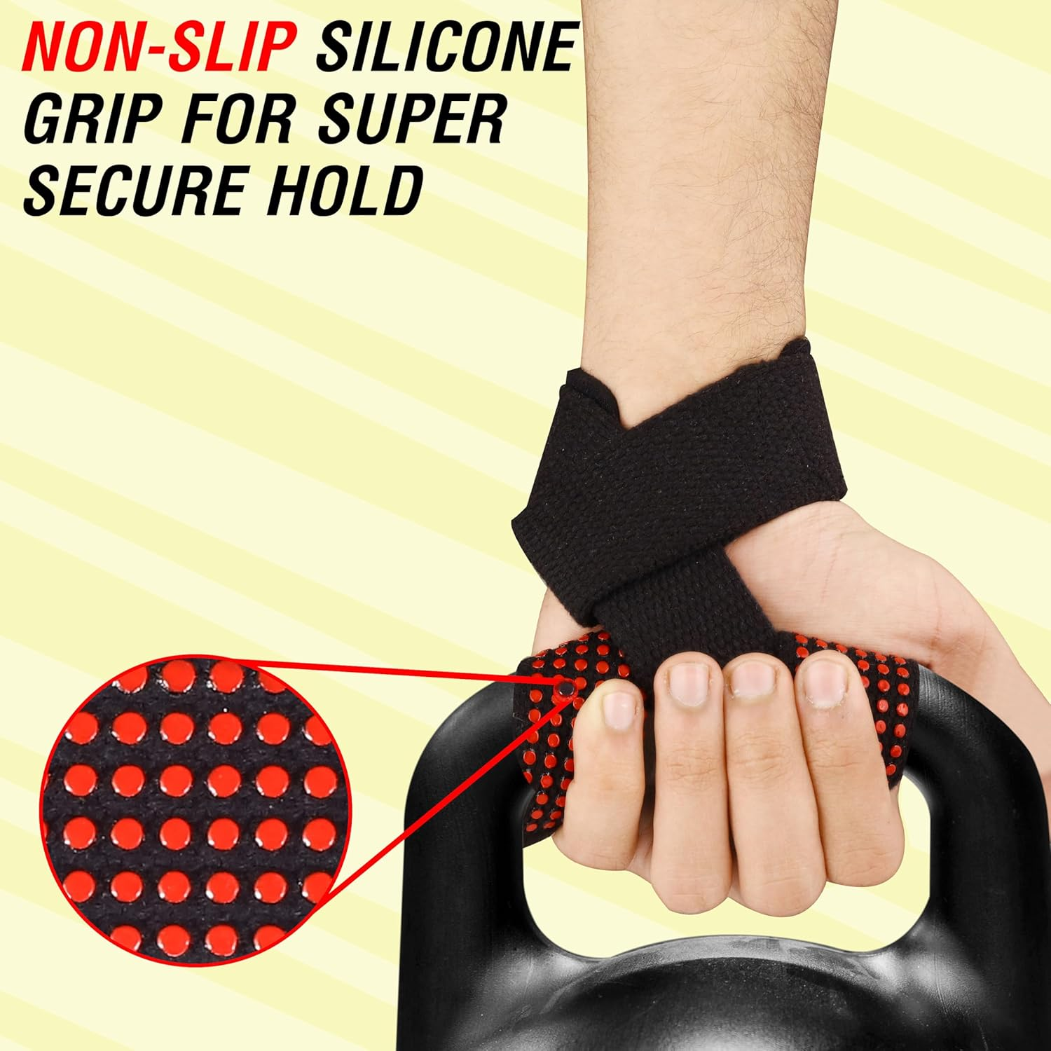 Lifting Straps for Weight Lifting, Bodybuilding, Powerlifting, Strength Training, and Deadlifts | Super-Soft Neoprene Padded-23&rsquo;&rsquo; Gym Wrist Straps | Extra-Strong Silicon Grip