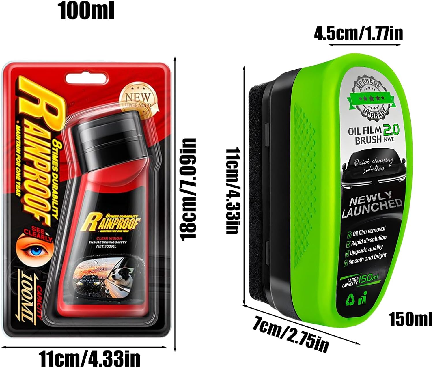 Apujent Oil Film Cleaning Brush,Automotive Exterior Cleaner - Hydrophobic Glass Window Cleaner for Windshield SUV Truck Sedan Morning Foggy Weather Daily Care Rainy Driving image number 2