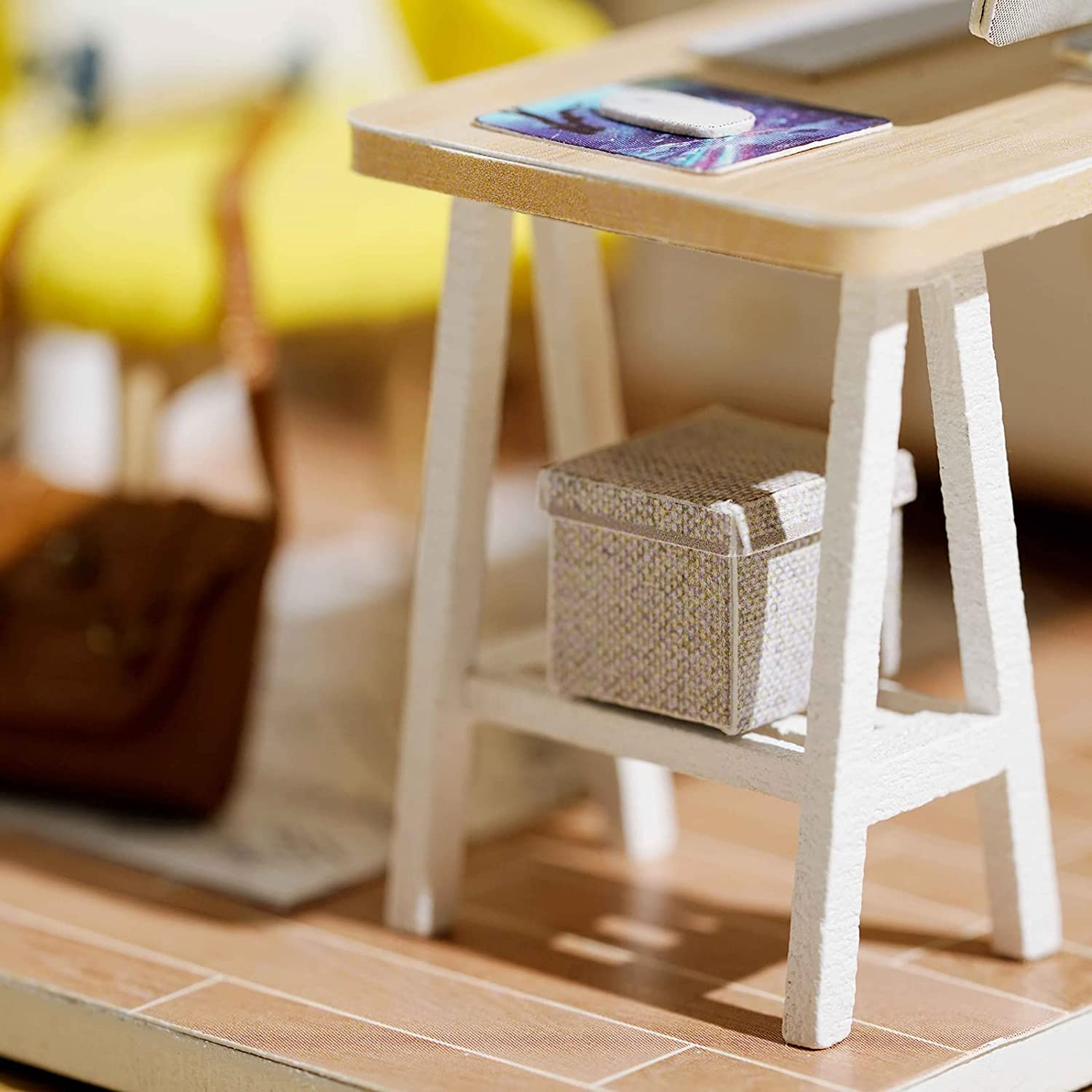 DIY Miniature Dollhouse Kit with Furniture,Wooden Doll House plus LED Lights & Dust Cover, DIY House Kit, Mini House Building Kit(Study Room) image number 3