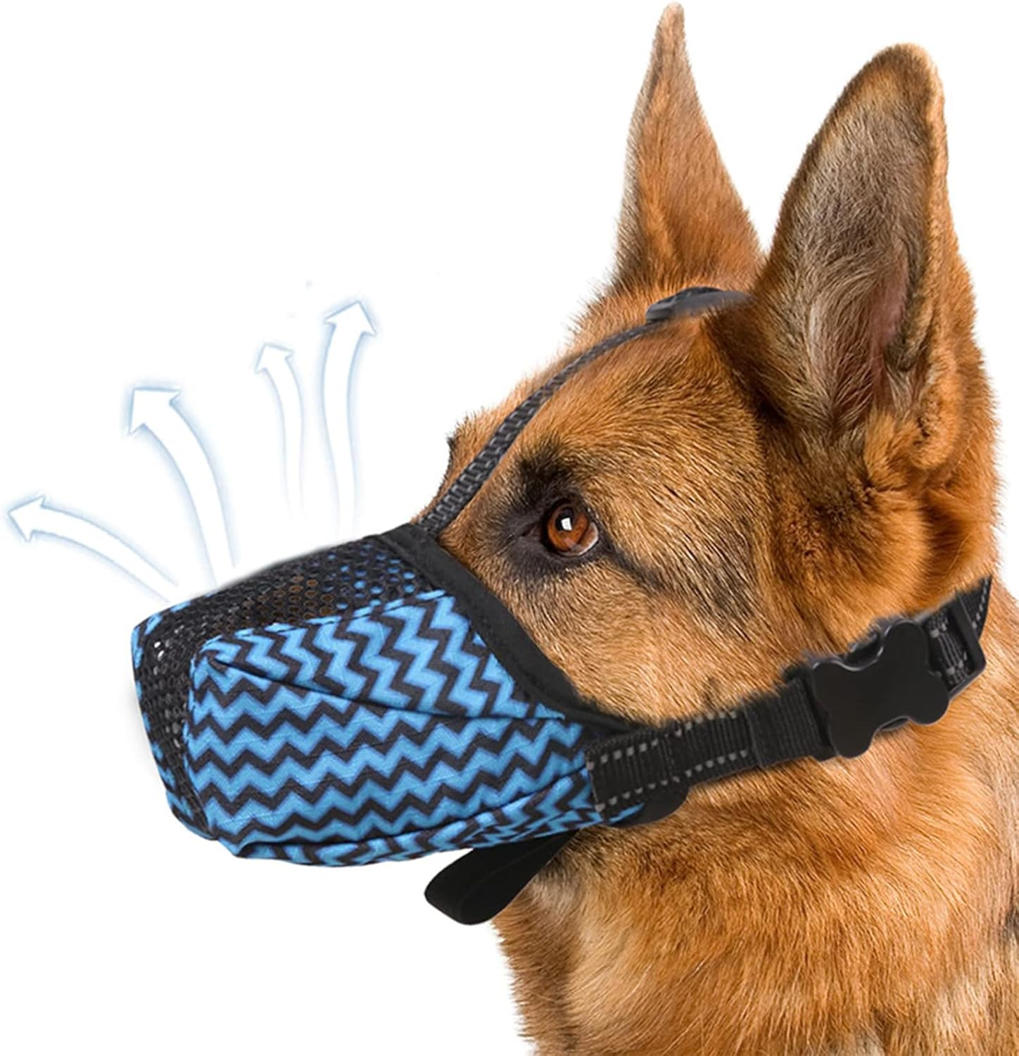 Calkrer Muzzle for Dogs, Nylon Muzzle Around, Dog Muzzle, Soft Mesh Muzzle for Large and Medium Dogs, Breathable image number 2