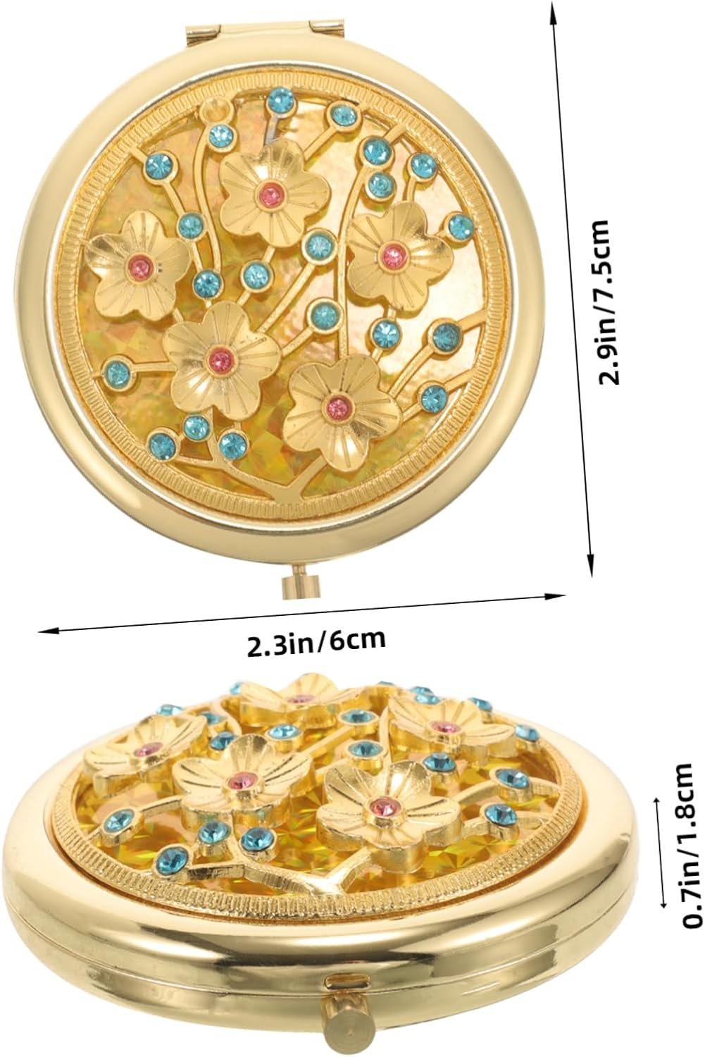 FOMIYES Retro Gold Makeup Mirror Compact Travel Mirror for Handbag Portable Handheld for Cosmetics image number 3