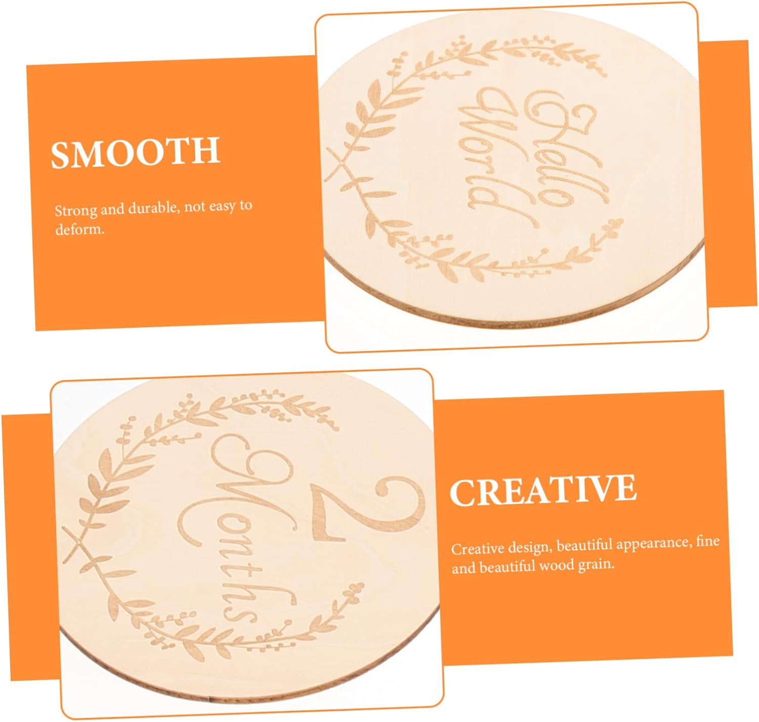 HOODANCOS 13Pcs Wooden Discs Monthly Cards Milestone Cards Photo Props for Nursery Decor and House Decoration Items - Light Yellow image number 6