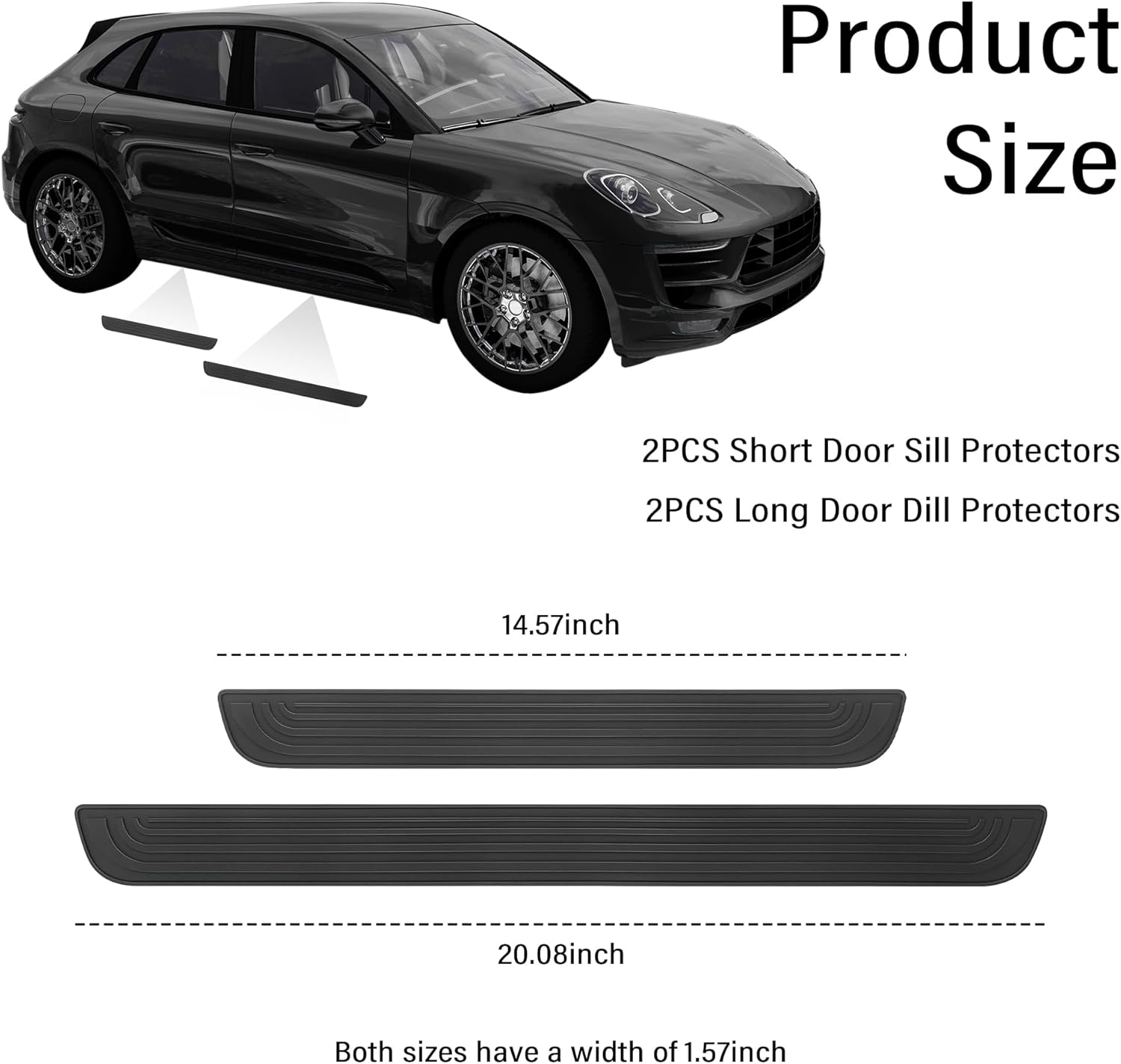 4PCS Car Door Sill Protector,Anti-Scratch Rubber Car Door Protector Edge Guards for Door Steps,Universal Waterproof Door Threshold Strips Exterior Accessories for Car Truck SUV (Black, Width 1.57") image number 3