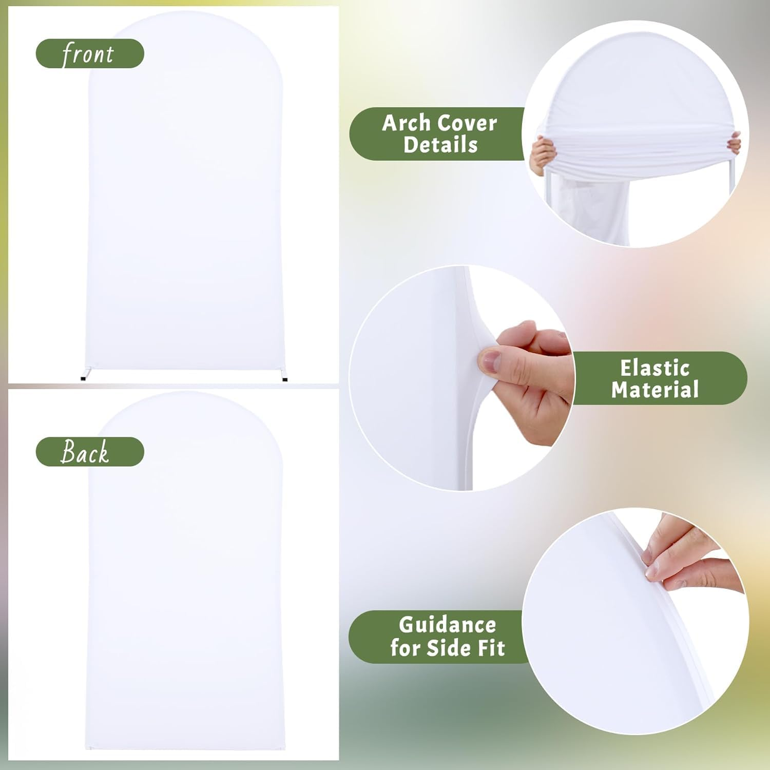 6.6FT Wedding Arch Cover，White Arch Backdrop Cover Stretchy Spandex Backdrop Stand Covers for Birthday Party Ceremony Banquet Decor(79.2" L X 39.6" W) image number 4
