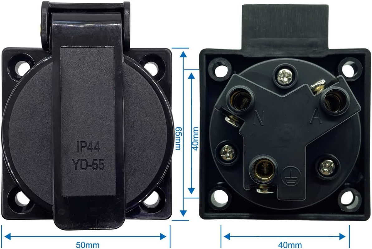 Waterproof IP44 Australian/New Zealand Socket for AUS Type I Plug, 15A, Dustproof Rainproof AU/NZ Industrial Socket with Cover for Car Inverter, Air Conditioner, Outdoor Power Equipment (3 Pieces) - 1 Piece image number 7