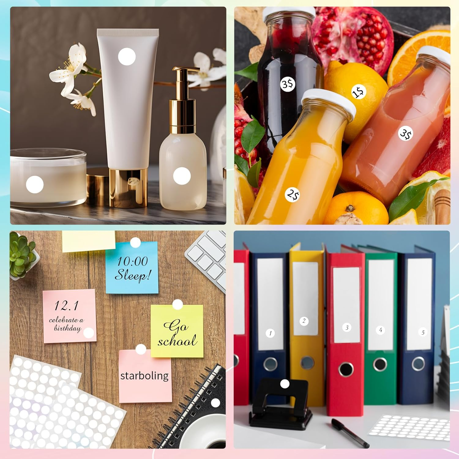 Starboling Dot Stickers,1/2 Inch White Circle Stickers,1400Pcs Self-Adhesive Writable Color Coding Labels,Round Labeling Stickers for Office Classroom Garage Sale - Blue image number 7