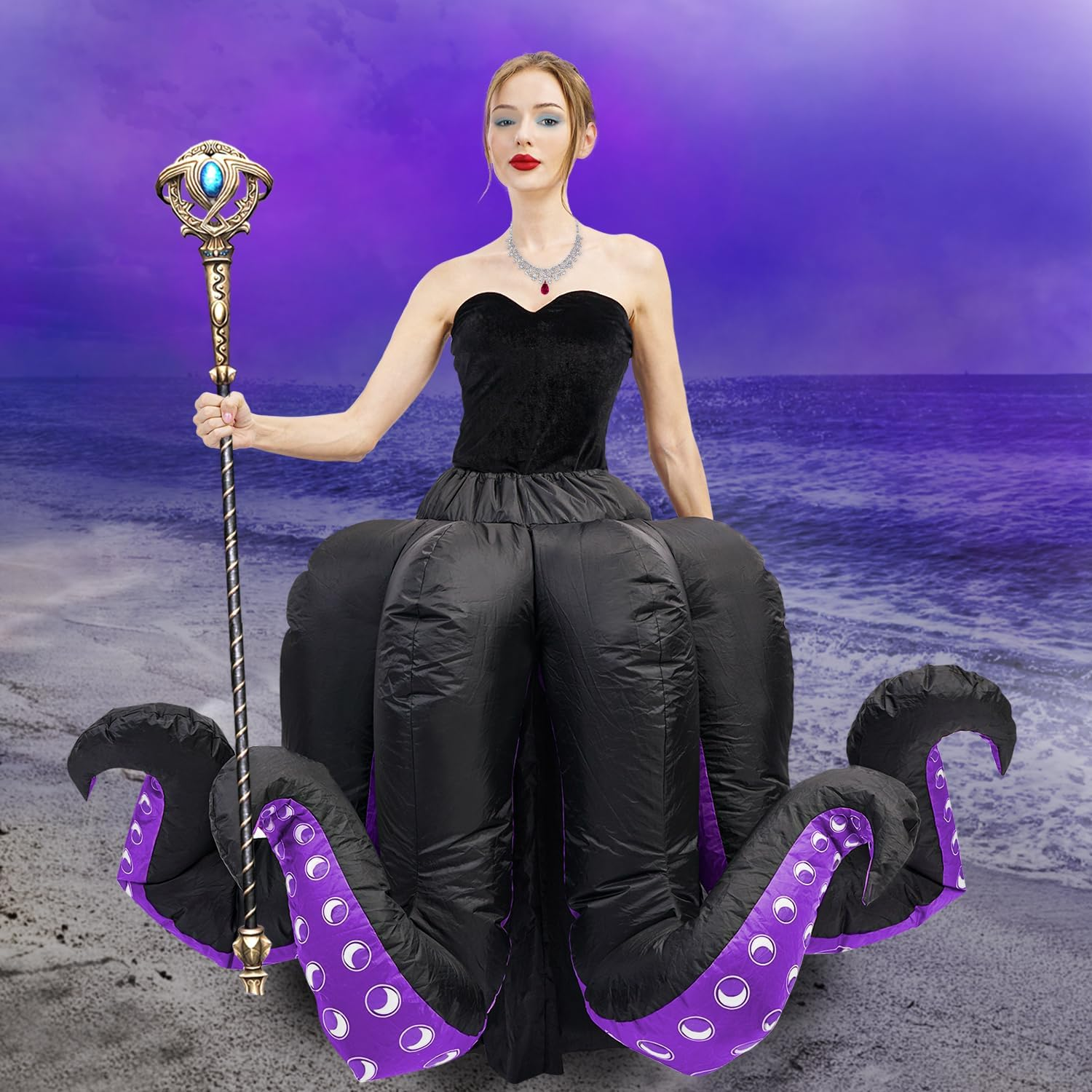 Inflatable Octopus Costume for Costume Women Octopus Halloween Blow up Costumes Cartoon Cosplay Party - Kids image number 4