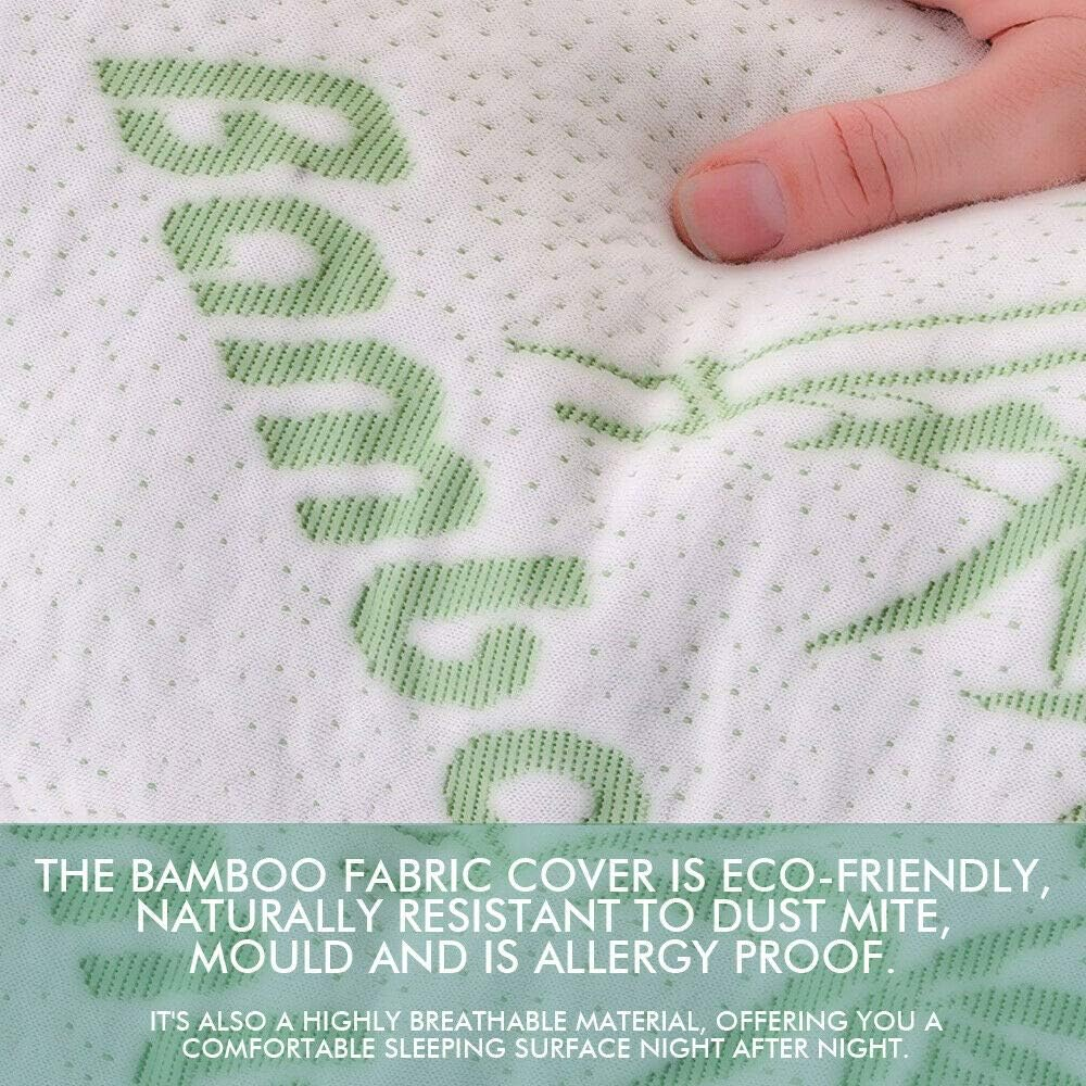 Dreamz 2X Memory Foam Pillow Shredded Cushion Sleeping Bed Pillows Breathable & Hypoallergenic Bamboo Cover with Zipper Moisture Wicking Back/Stomach/Side Sleeper Standard Size (70Cmx40Cm) image number 2