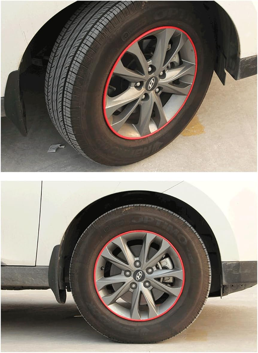 26Ft (8M) Red Automotive Wheel Rim Protector, Rim Guards for Car Rims, Protects against Scrapes, Scratches, Scuffs, Curb Rash & Pothole Damage image number 4