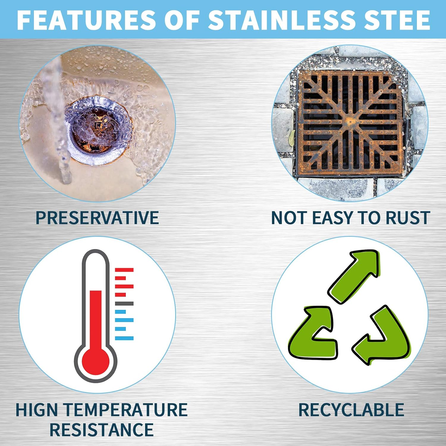 4 PCS Drain Hair Catcher Stainless Steel Kitchen Sink Strainer Plug Shower Bathroom Plug Hole Hair Catcher, Drain Protector Filter, 2 Models (Outer Diameter 77Mm and 73Mm) image number 1