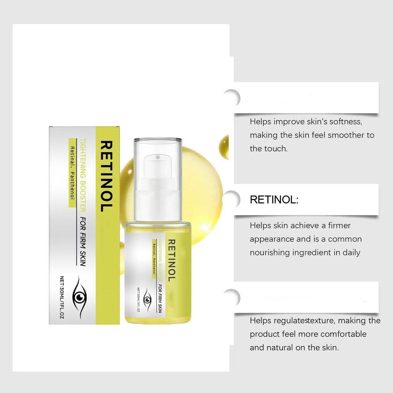 Retinal Shot Tightening Booster,Retinol Skin Booster Serum,Pore Minimizer,Instant Eye Tightener for Dark Circles, Sagging Skin, Anti-Wrinkle Face Cream (1PCS) - 1Pcs image number 5
