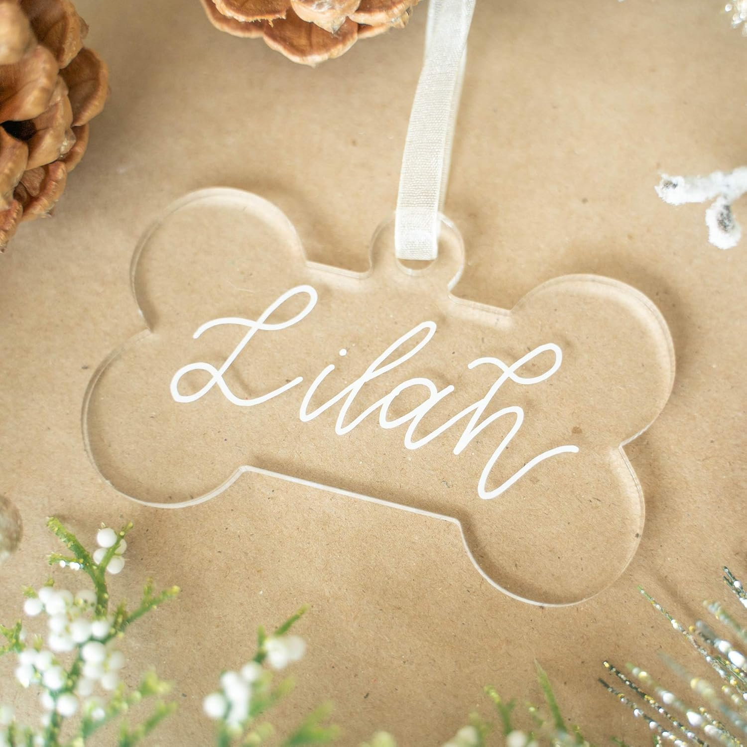 UNIQOOO 20 Pack 3.5" Clear Acrylic Dog Bone Ornament, 4Mm Extra Thick, DIY Blank Pet Ornament, Key Chain, Gift Wrapping, Stocking Name Tag, Holiday for Pet Lovers, Dog Gift - Clear Round，18Pcs image number 3