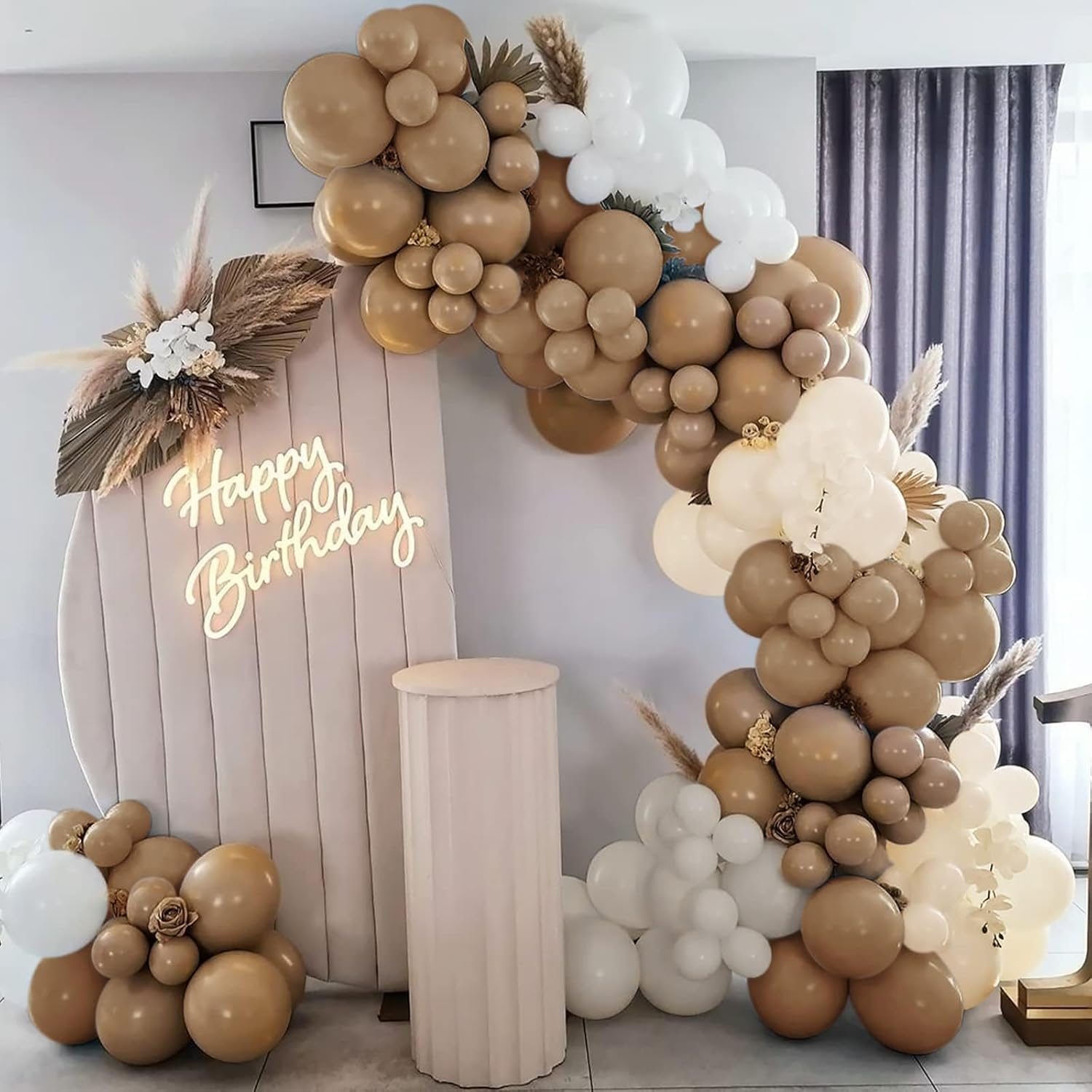Nude Balloon Arch Kit, Beige Balloons Garland Kit for Birthday Decoration, 137 Pcs Khaki Brown Beige White Balloons, Nude Balloon Arch for Birthday Party, Baby Shower Decorations image number 5