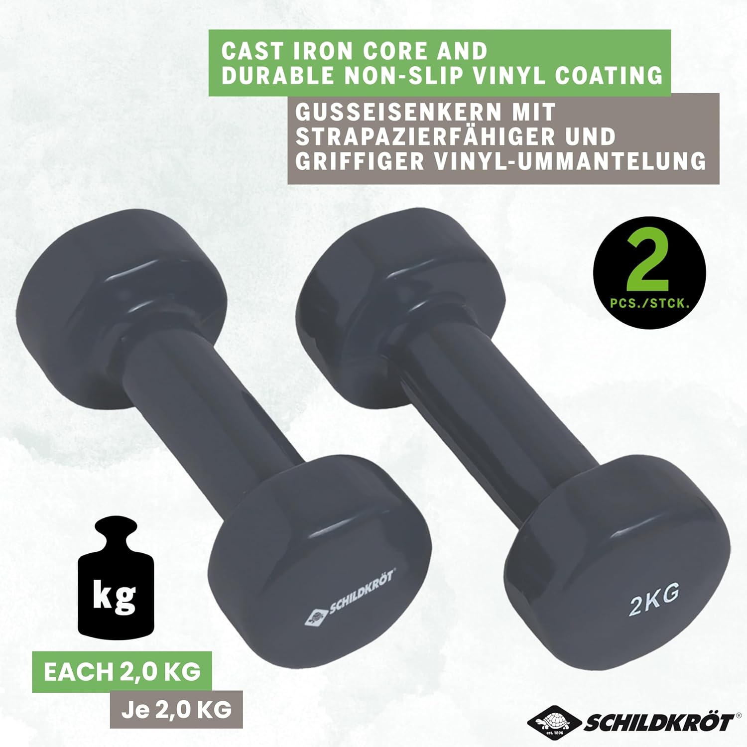 Schildkr&ouml;t Vinyl Dumbbell Sets, Available in Various Weights, 0.5 Kg - 3.0 Kg, Available in 4 Colours Box - Vinyl Dumbbells 0.5 Kg Set, 960204 image number 5