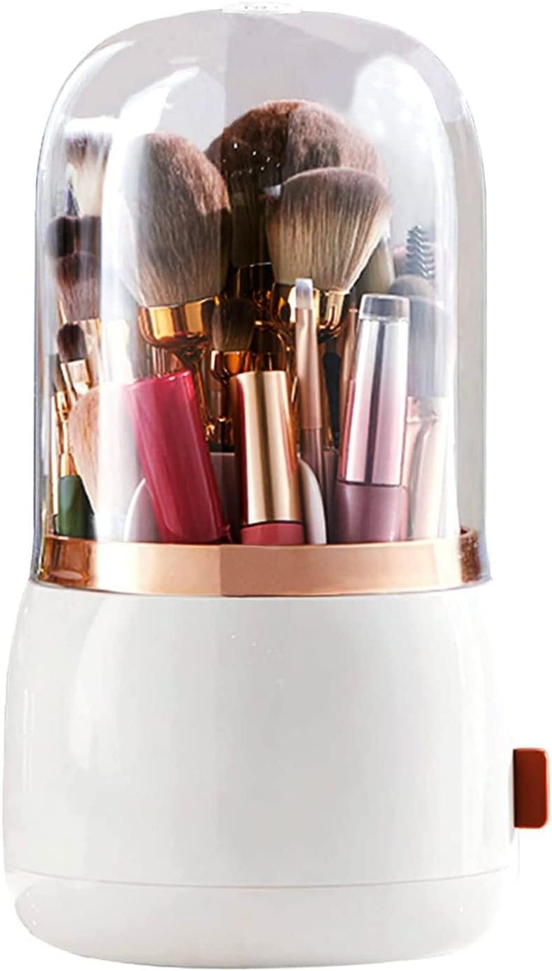 KEPTFIT Makeup Brush Holder, Dustproof & Waterproof Cosmetics Makeup Brush Organizer Storage with Lid for Vanity and Bathroom (Light Green)