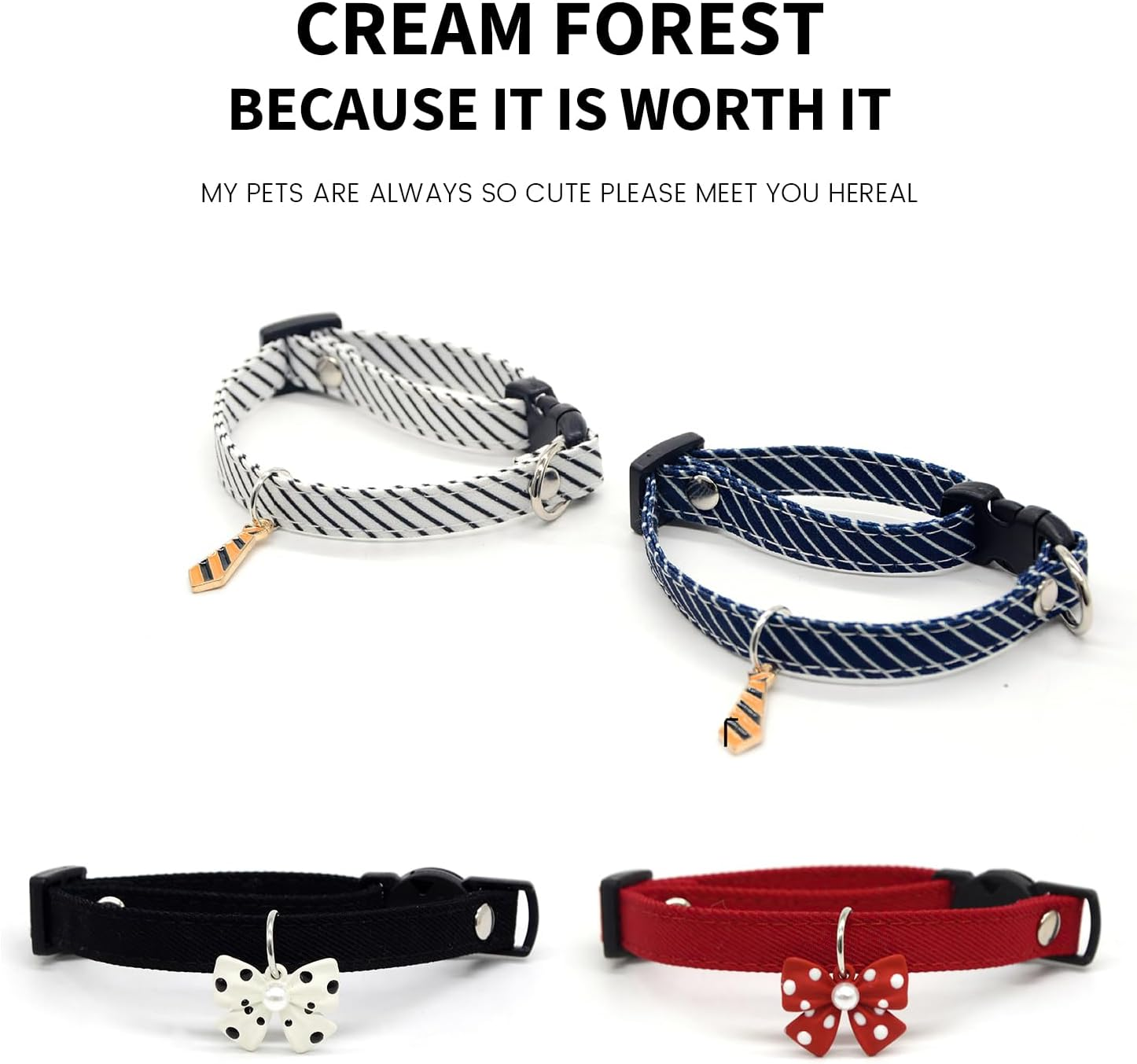 HOWWFALY Dog Collar and Cat Chain Necklace Adjustable Tie Necklace for Small Pets Cats Kitten Pupp (Red, S) image number 2