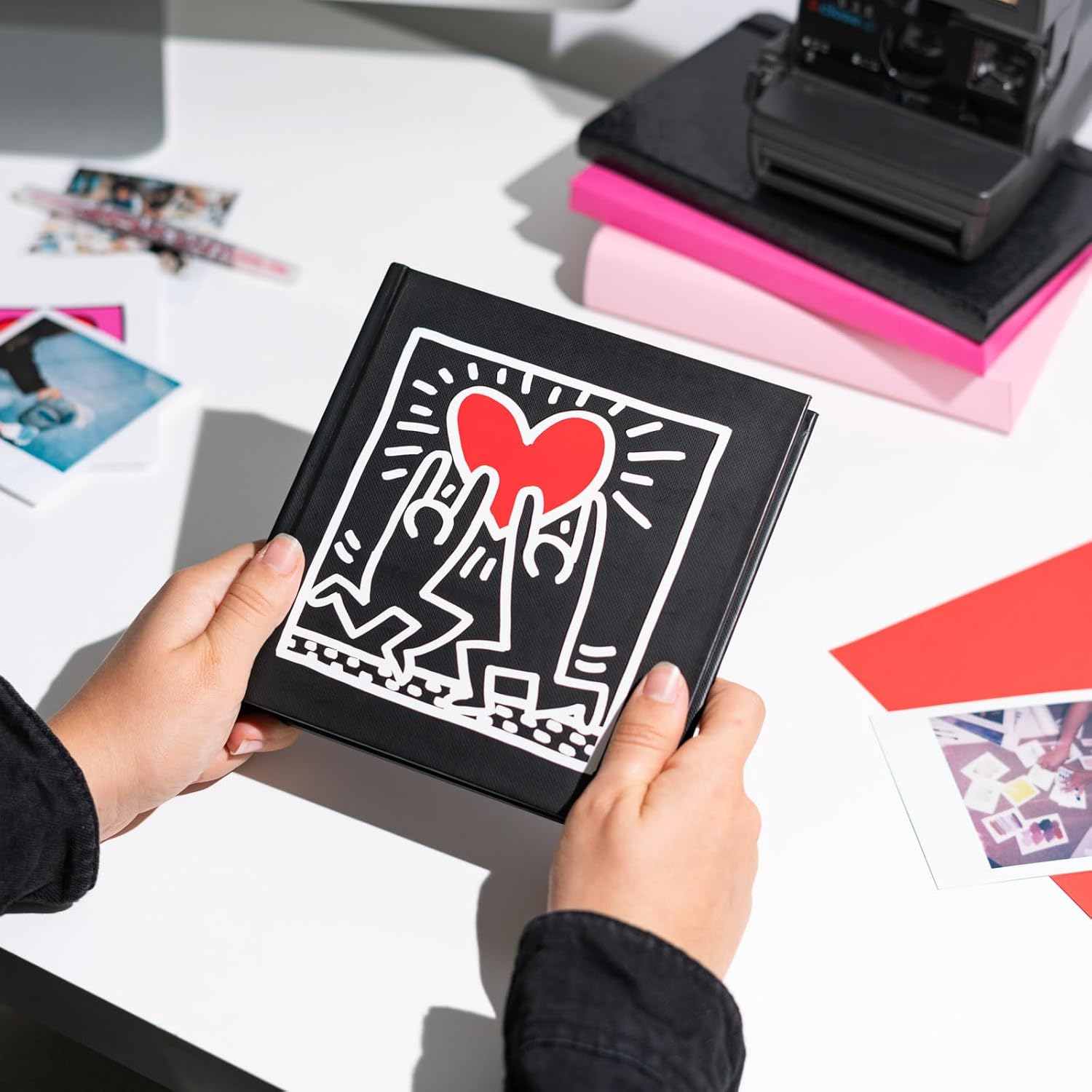 Grupo Erik Photo Album Self Adhesive - Keith Haring | Polaroid Photo Album 6.3 X 6.3 Inches - 16 X 16 Cm, 11 Double Sided Pages, Hardcover Instax Photo Album | Graffiti Art Gifts under 15 Pounds image number 1