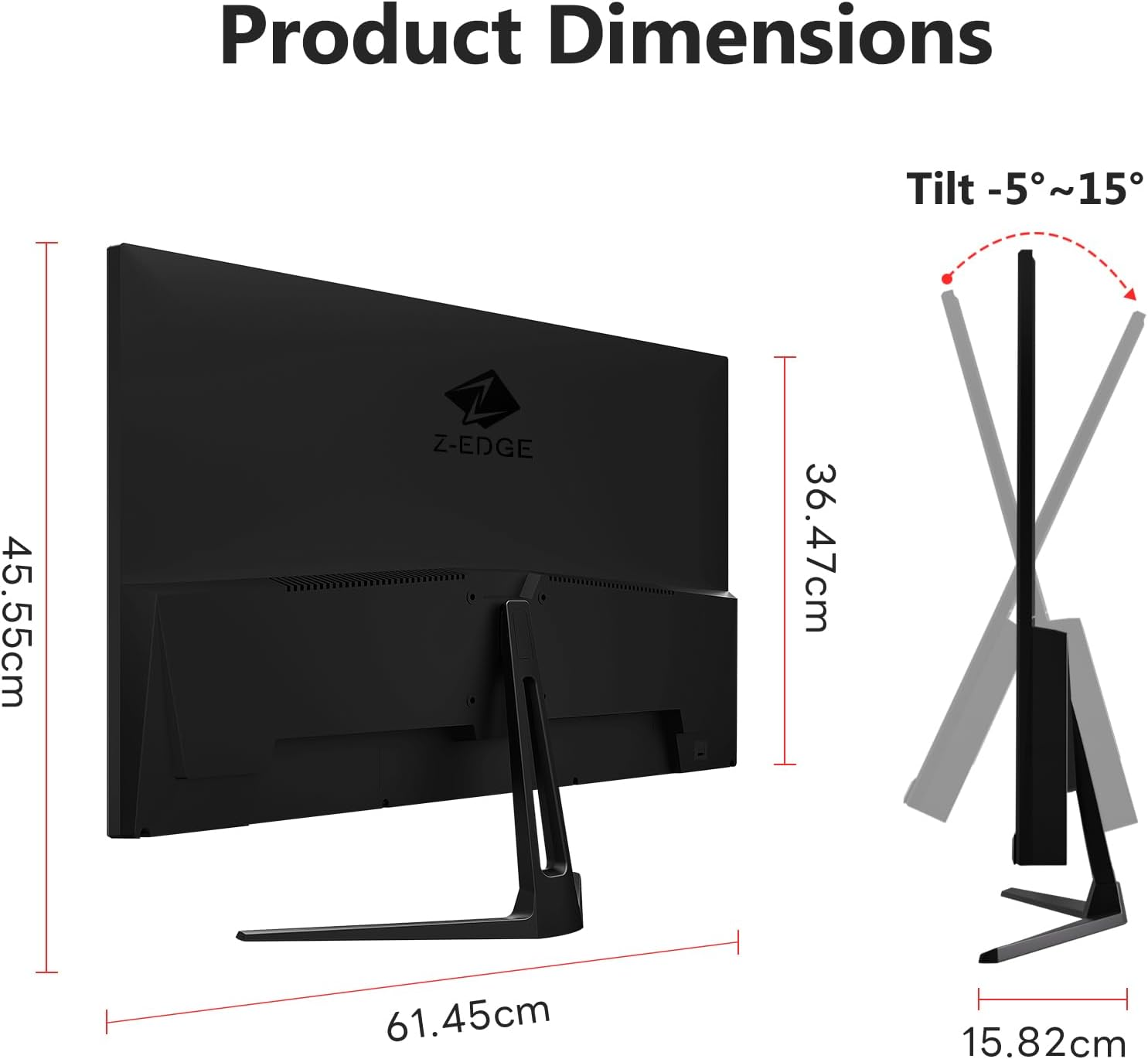 Z-Edge 27 Inch Gaming Monitor QHD 2K IPS 180Hz, 1Ms 2560X1440 LED Monitor, 350Cd/M&sup2; Brightness, HDR10, Freesync, Flickerfree, Dp1.4(180Hz) X2, Hdmi2.0(144Hz) X2, VESA Mountable 100 * 100Mm image number 3