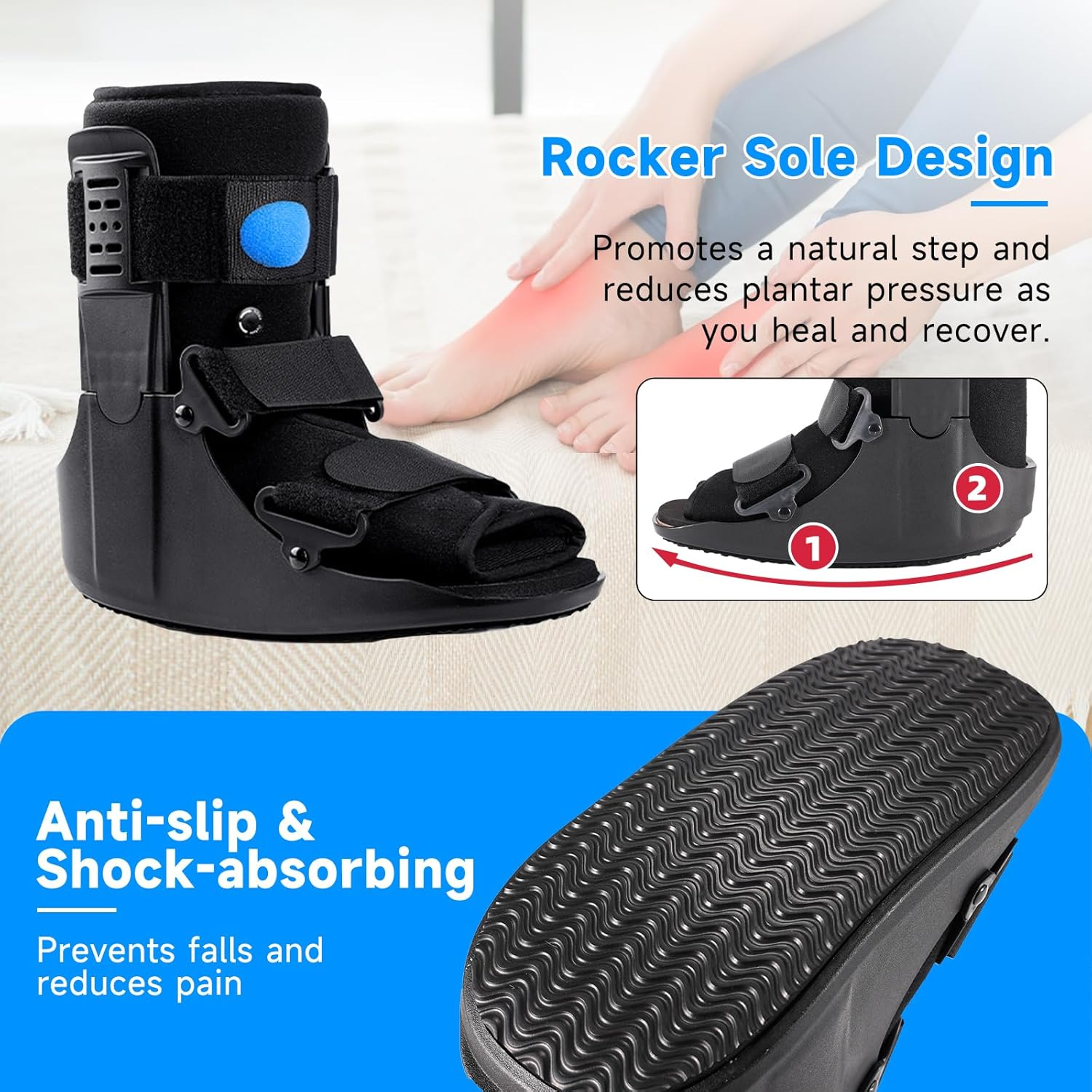 Inflatable Walking Boot - Air Cam Walker Fracture Boot - Short Walker Brace Ultralight Orthopaedic Boot for Sprained Ankle Stress Fracture Broken Foot Achilles Tendonitis Foot Pain Recovery (Medium)