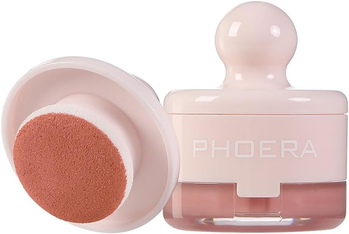 PHOERA Cream to Powder Canned Blush Mud &ndash; Lightweight Longwear Cheek Blush with Puff & Mirror &ndash; Matte & Shimmer Finish &ndash; 6 Buildable Shades for Natural Radiant Glow (03 Aloha, One Size)