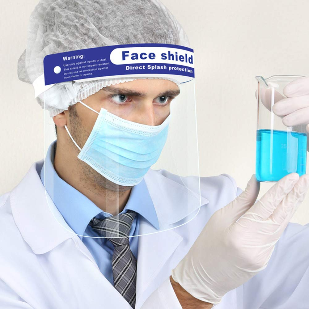 Safety Face Shield Clear Full Cover Anti-Fog Eyes Protective Face Shield Reusable Full Face Transparent Breathable Visor Mask Adjustable One Size Fits All（10 Pcs） image number 2