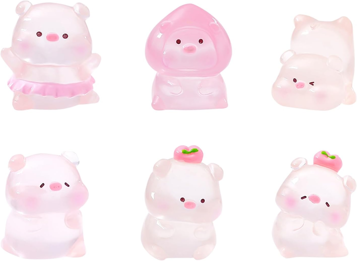 Cute Pig Car Dashboard Decor, 6PCS Cute Pink Pig Car Dash Decorations Car Door Rear View Mirror Ornament Interior Accessories for Home Office