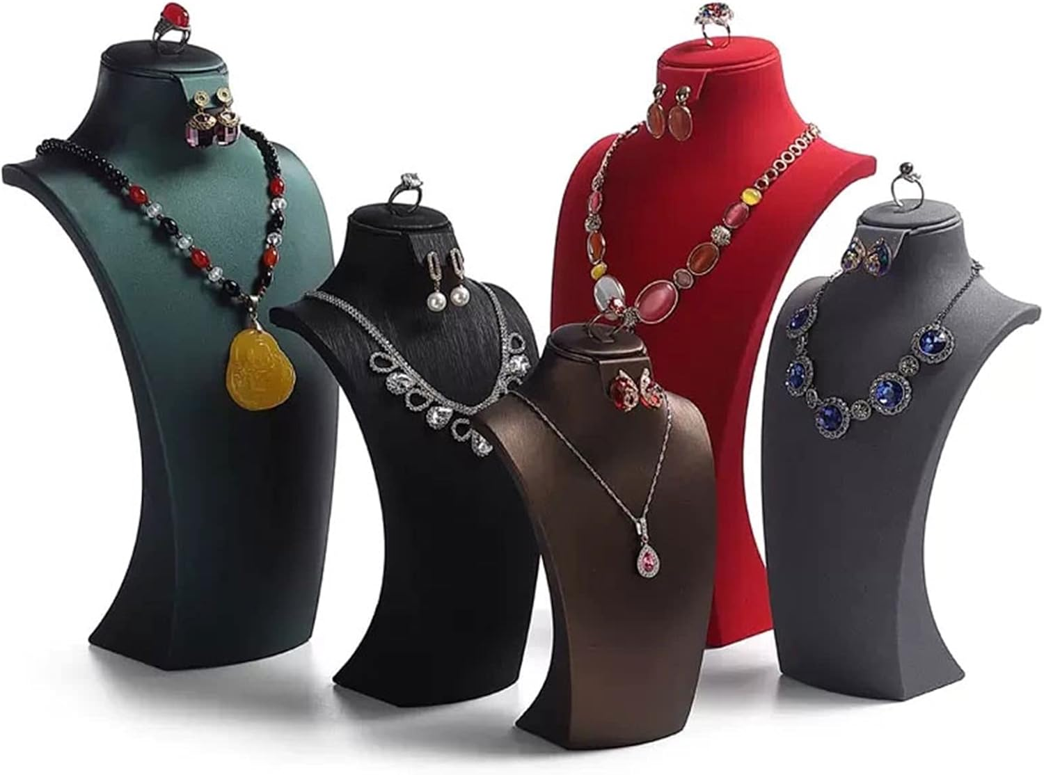 Jewelry Stand Jewelry Bust Display Necklace Bust Stand Holder Chain Storage Display Mannequin Bust Home Organisation Jewelry Organizer Girls Women Jewelry Holder Jewelry Display (Color : Green, Size image number 3