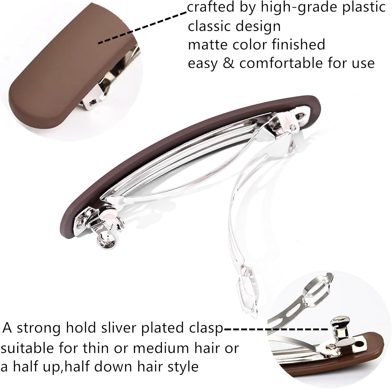 FSMILING Pack of 4 Hair Clips Women'S Thin Hair Medium Patent Clip French Automatic Hair Clip for Fine Thick Hair, Hair Barrettes Women image number 2