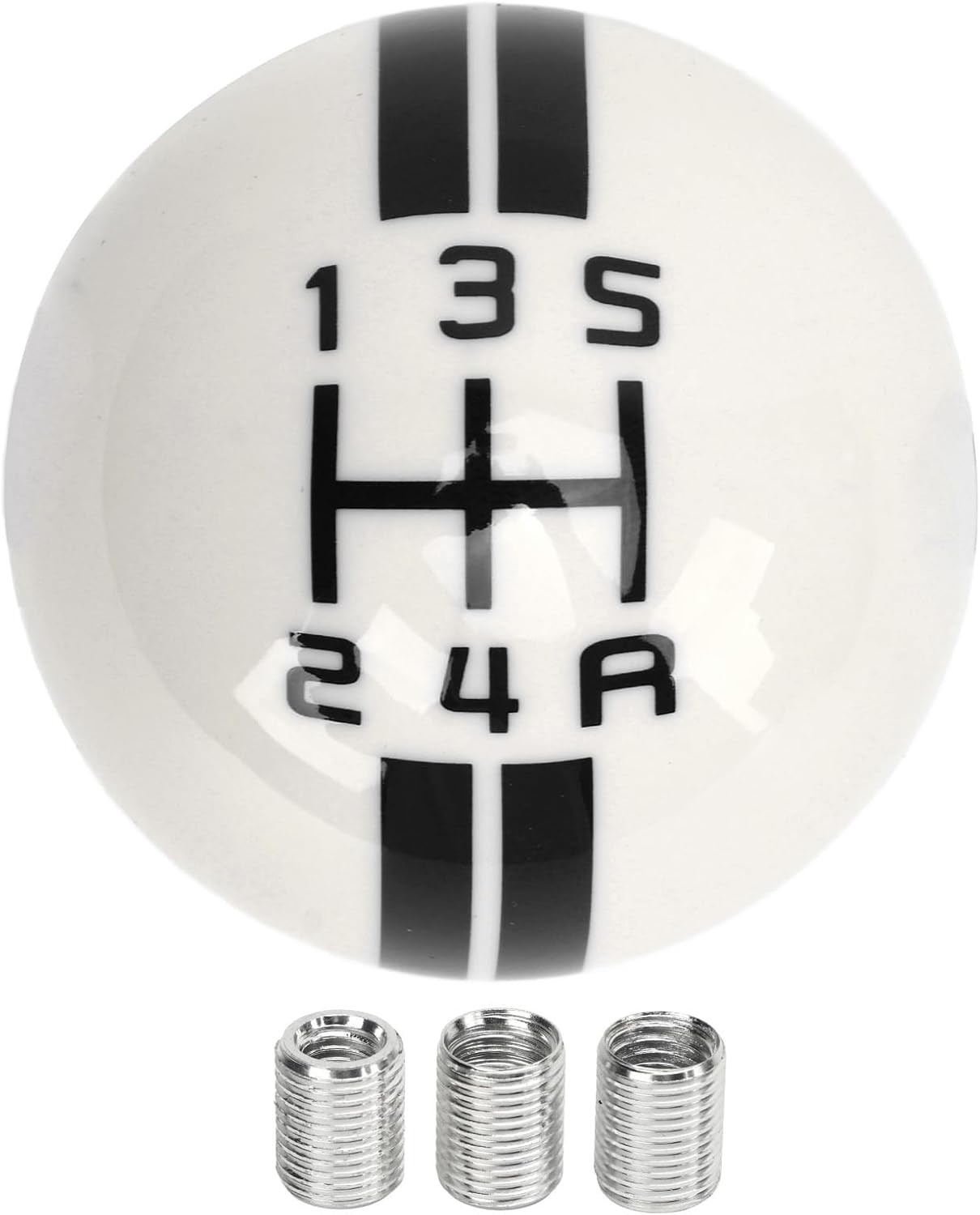 5 Speed Manual Gear Shift Knob Ball,Manual Shift Lever Knob Replacement for Ford Mustang 1967 to 2018 (White Black) image number 5