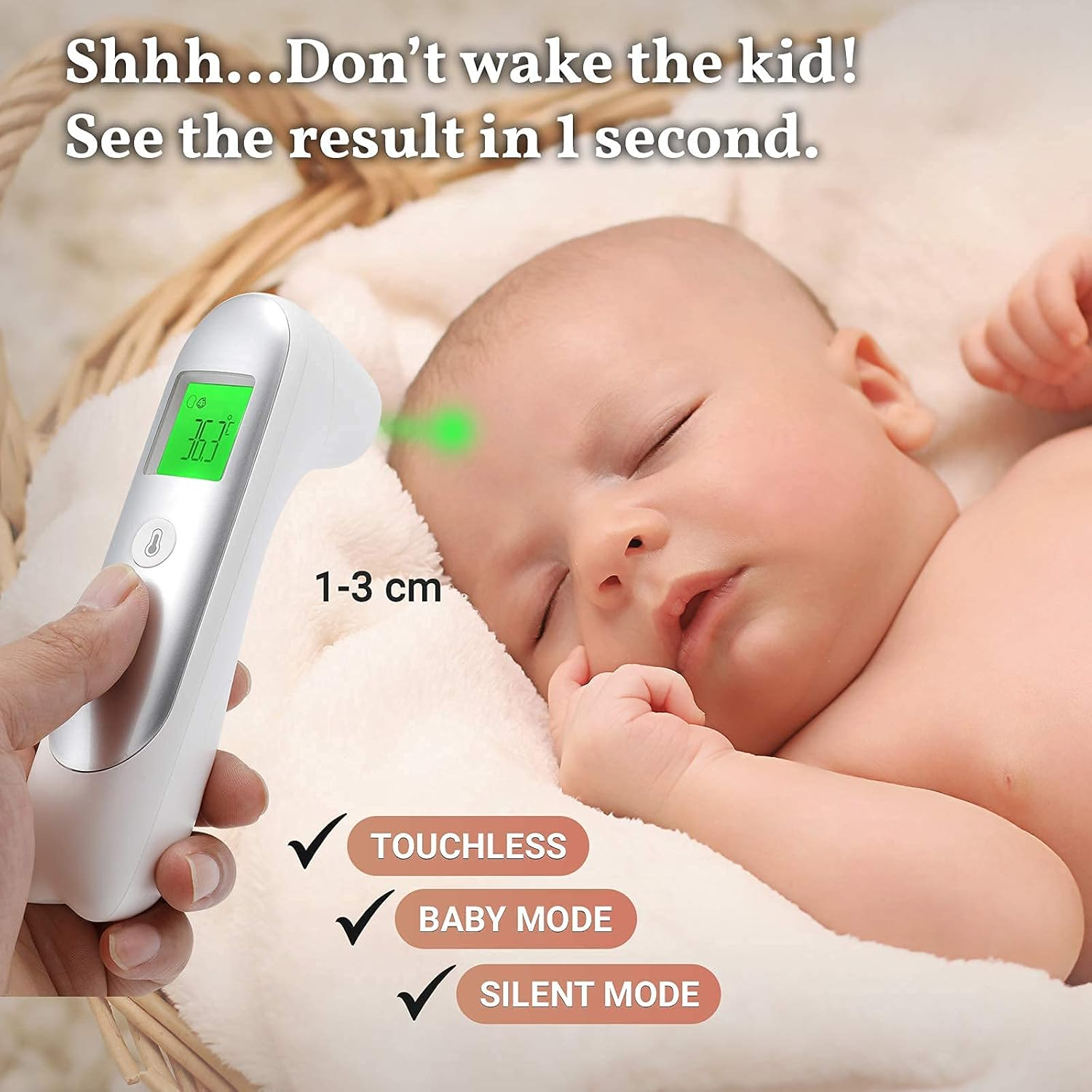 Baby Thermometer Ritalia&reg; Digital Forehead Thermometer Non-Touch for Adults and Kids - Accurate Infrared Sensors for Clinically Readings Less than 1S - LCD Screen 3 Colors image number 1