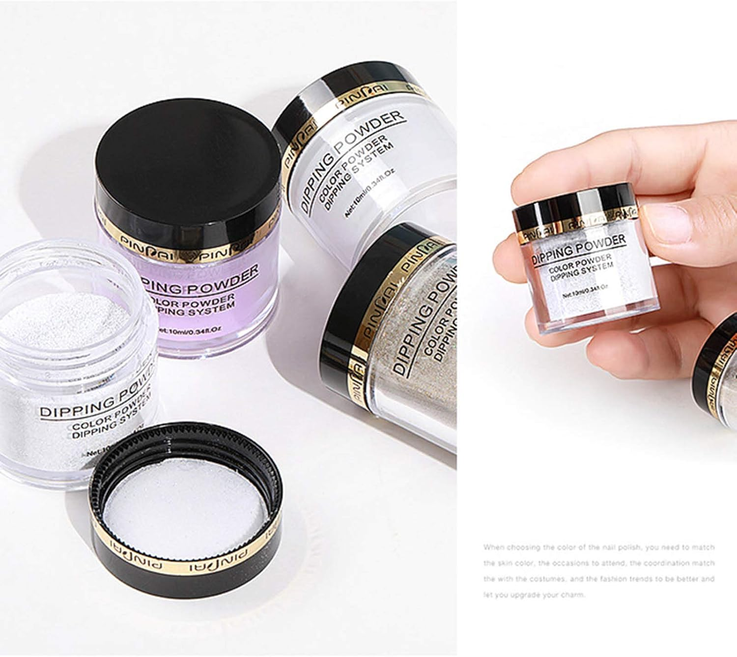 6 Colors Dipping Nail Po Er Set Glow in the Dark Dipping Po Er Nail Starter Kit French Nail Nail Art Decorations Kit image number 3