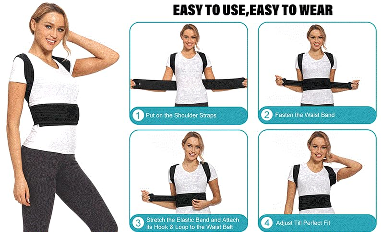 Generic Back Correction Belt anti Hunchback Sitting Posture Correction Belt for Children Hunchback Correction Inner Wearing Posture Belt (Black, M) image number 4