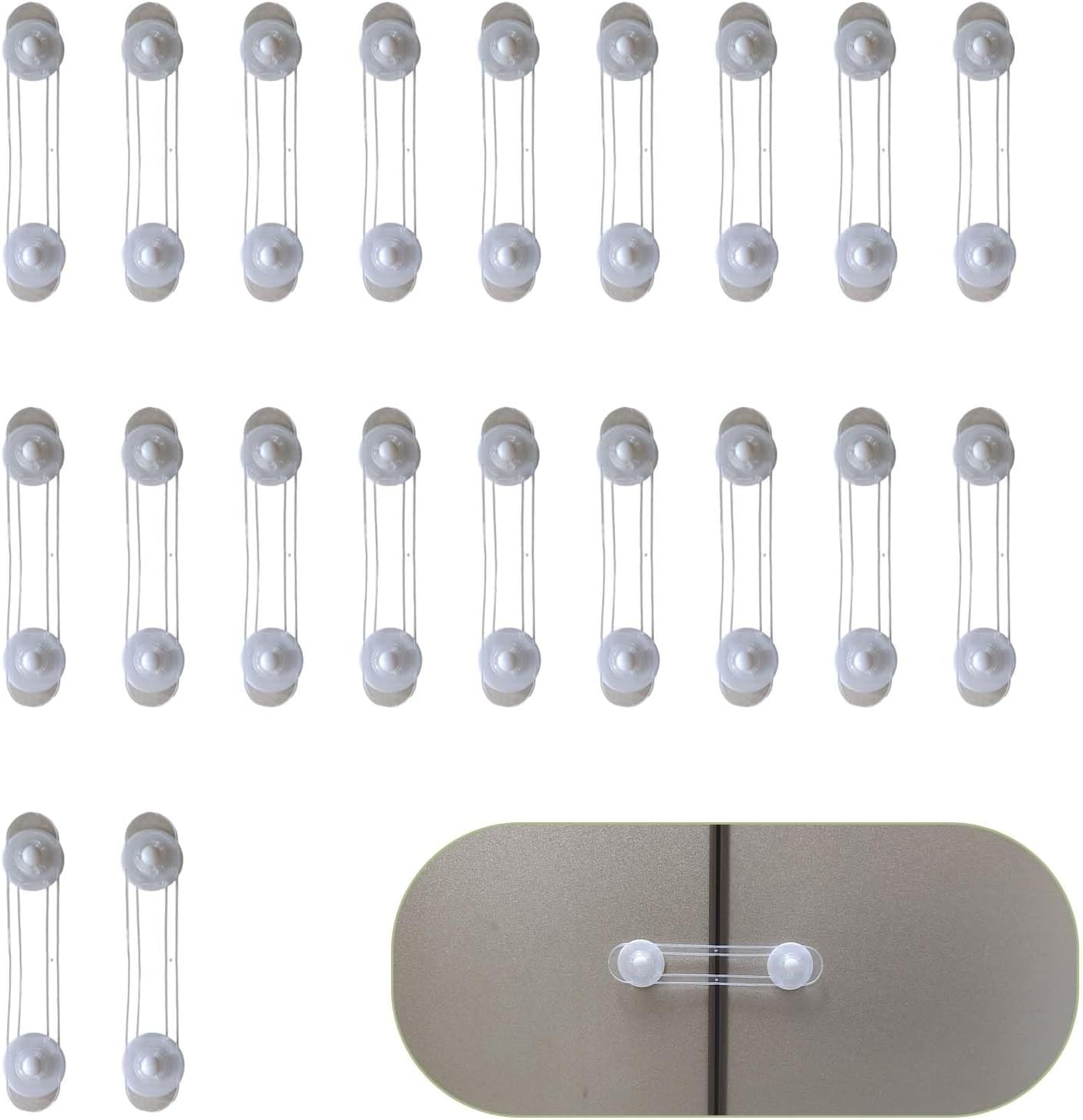 Loimon 20-Pack Child Safety Cabinet Locks - Adjustable No Drill Strap for Kitchen/Bathroom/Baby Gates | 16X3Cm Heavy-Duty Latches Secure Fridge, Oven, Drawers & Trash Cans image number 6