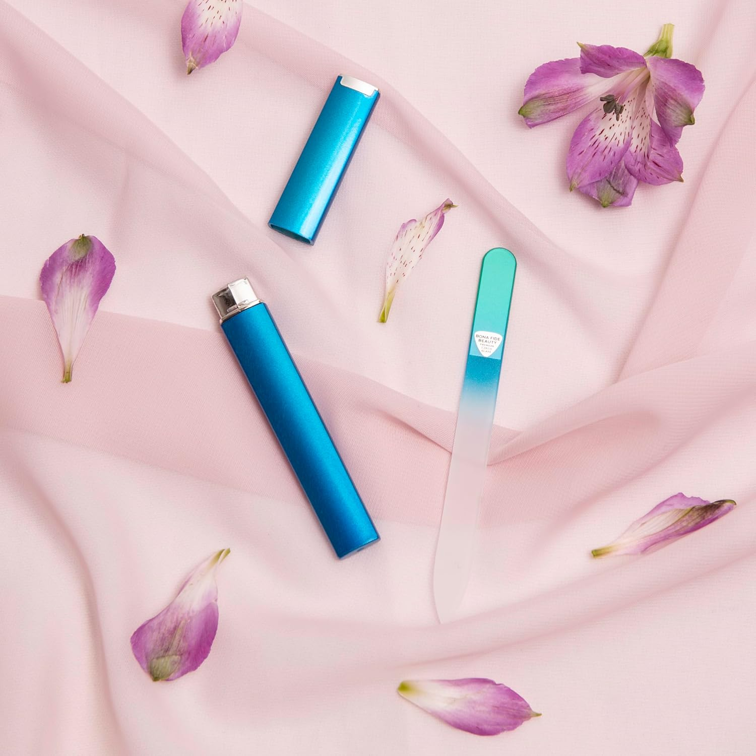 Bona Fide Beauty Glass Nail File with Case, Glass Fingernail File for Natural Nails, File in Any Direction, Expertly Shapes Nails, Enjoy a Professional Smooth Finish - Premium Czech Glass - Gold Magenta image number 4