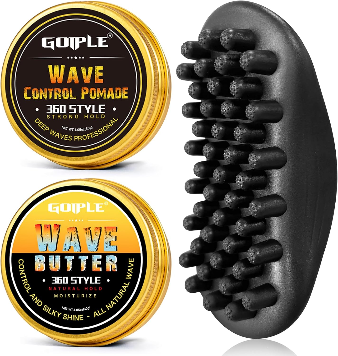 Wave Pomade Hair Twist Sponge Brush Twist Styler Brush for Black Men, Washable Afro Curl Sponge Racket for Barbers & Daily Use, Ideal for Curly Hair, Rubber Large Tooth Brush Hair Pomade Styling Set
