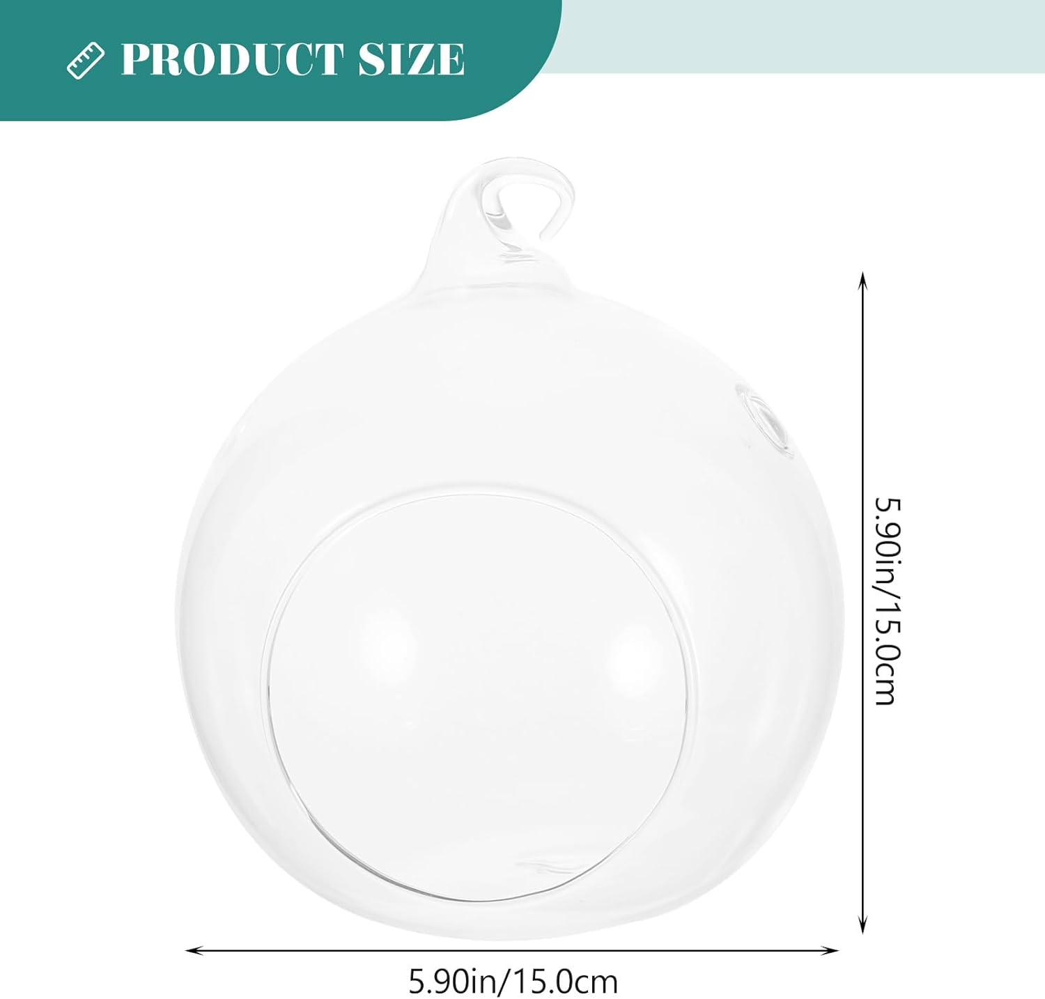 GANAZONO 2Pcs Hanging Glass Terrarium, 15Cm Transparent Globe for Air Plants, Home Decor, Wedding Centerpiece, Office Decoration, Modern Design, Durable and Corrosion-Resistant